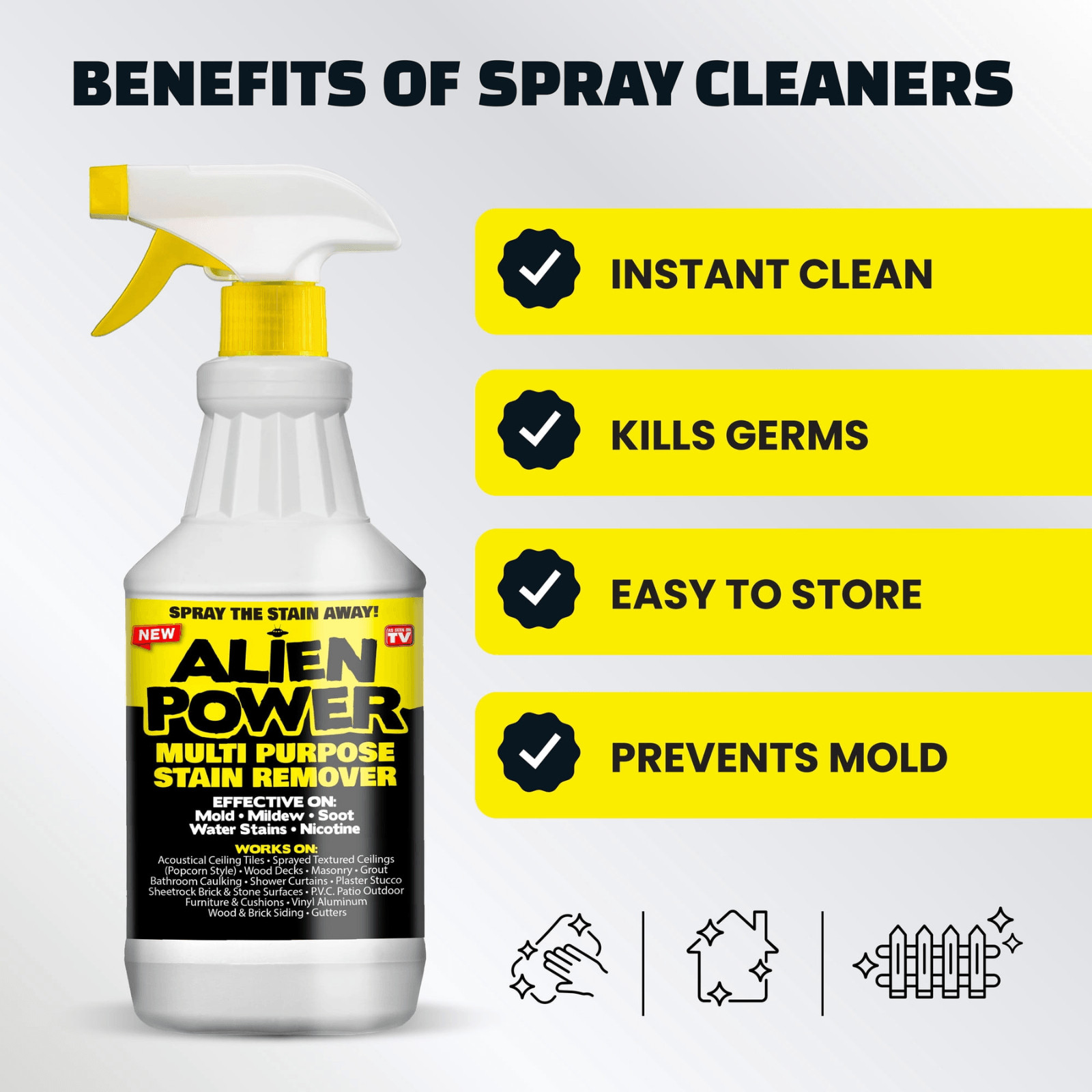 Super Concentrated Stain Remover Kit Mold Mildew Multi Purpose Spray Cleaner Set