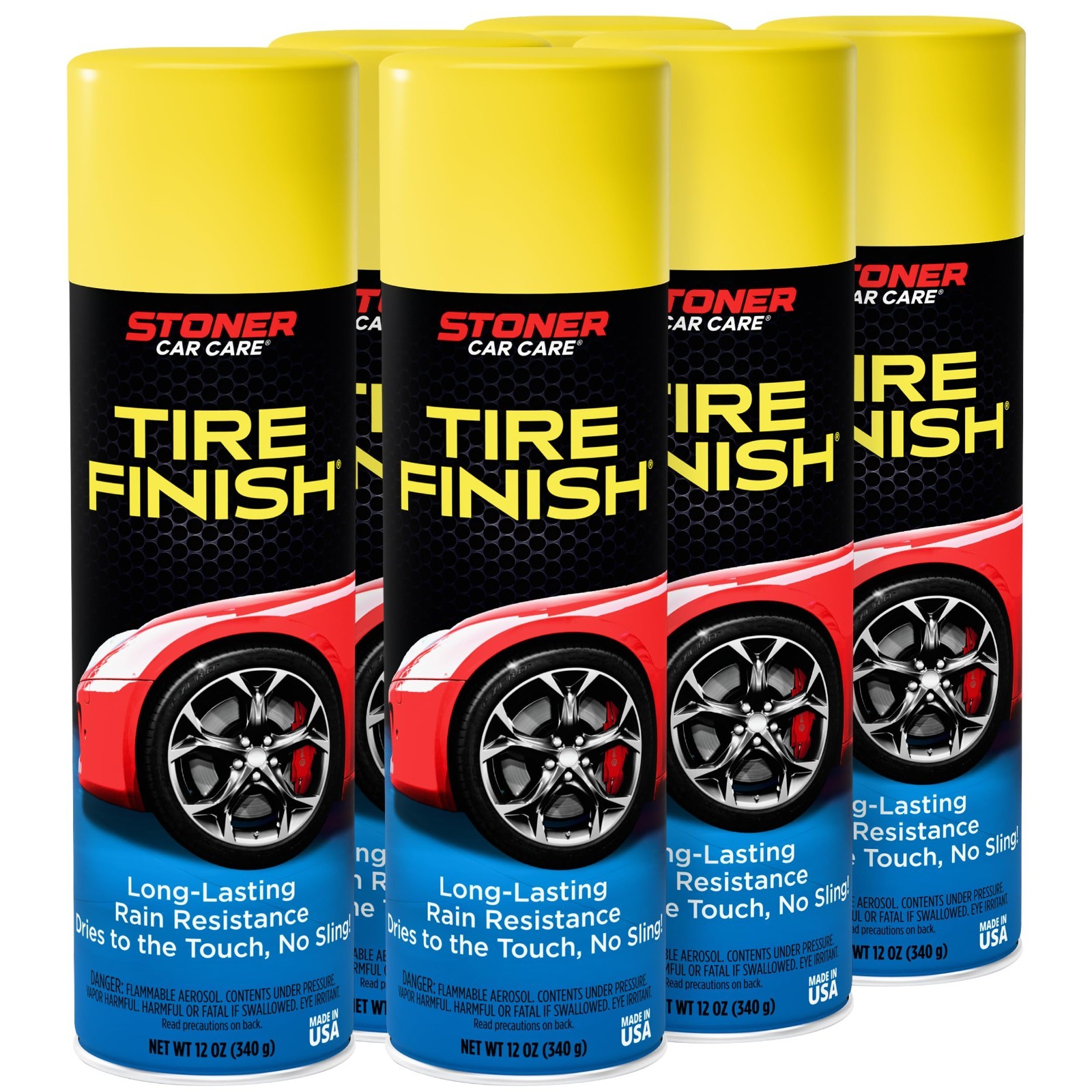 Car Care Shine Tire Finish – Spray Restores Deep Matte Black Finish– 12 oz (6PK)