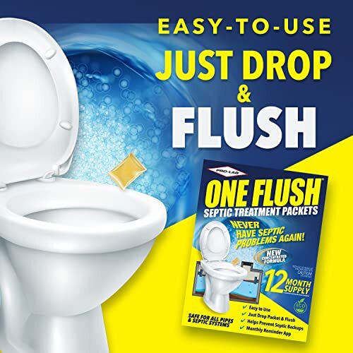 Septic Tank Treatment Packets,1-Year Supply of Easy-Flush Bacteria&Enzyme Packet