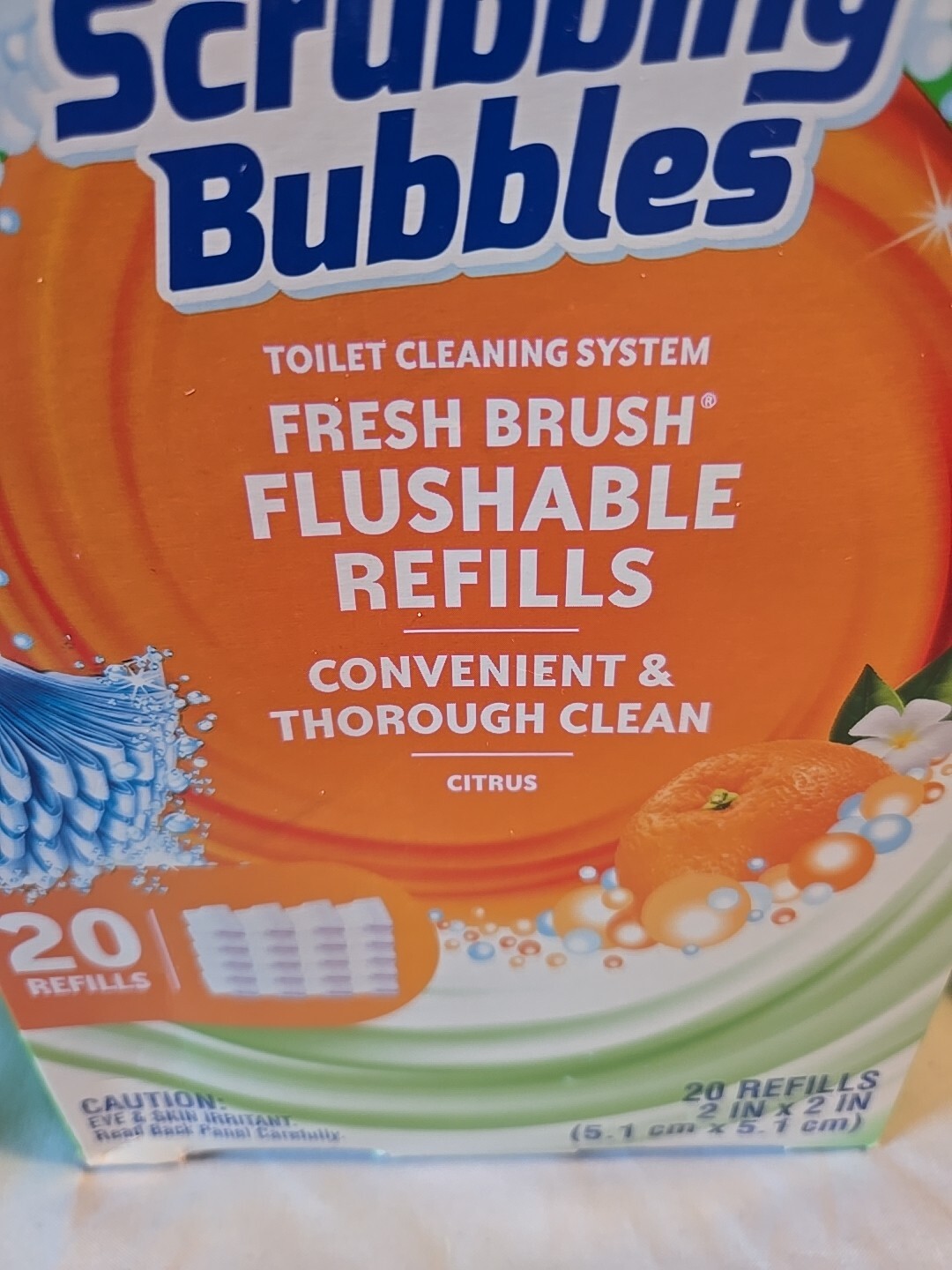 Scrubbing Bubbles Fresh Brush Flushable Refills Citrus 20 Ct New