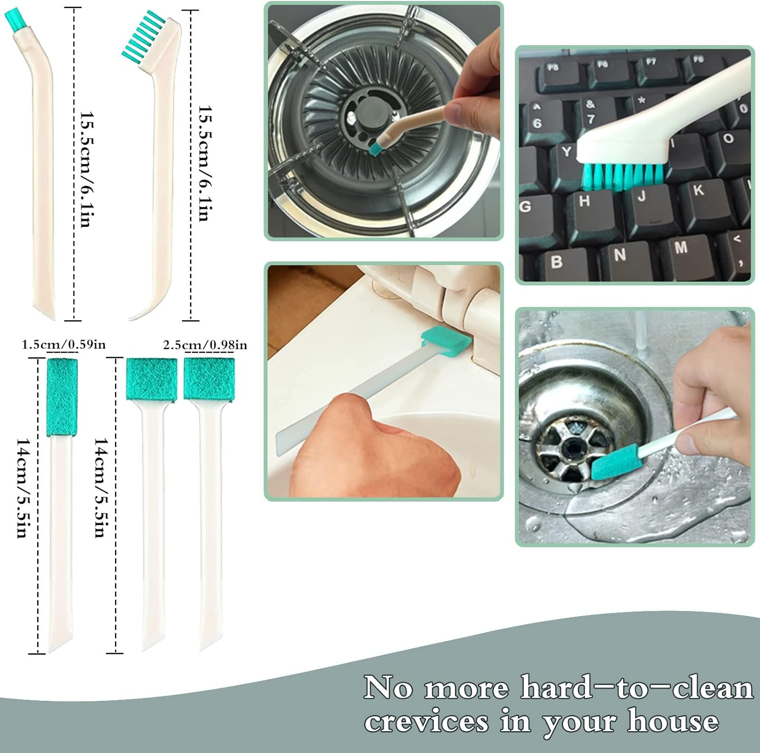 Small Household Cleaning Brushes by ELEMGULY,18 Pcs Crevice Brush for Hole, Gap,