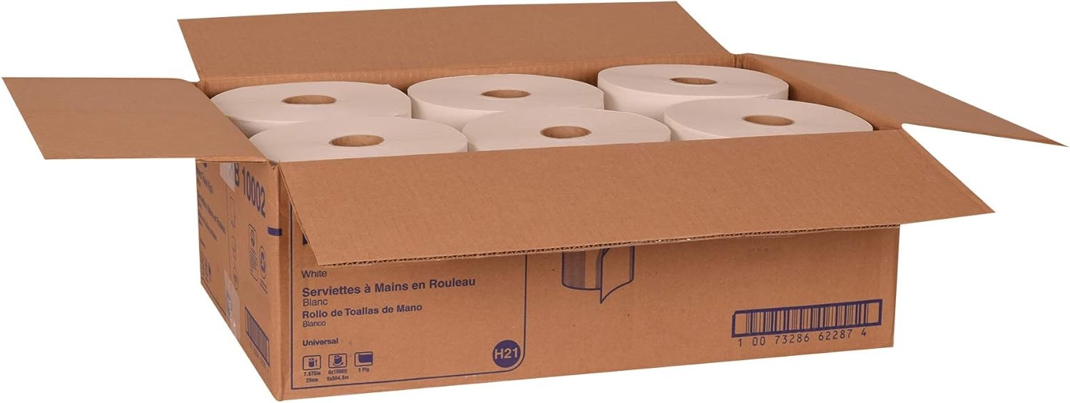 Tork Paper Hand Towel Roll White H21, Universal, 100% Recycled Fiber, 6 Rolls