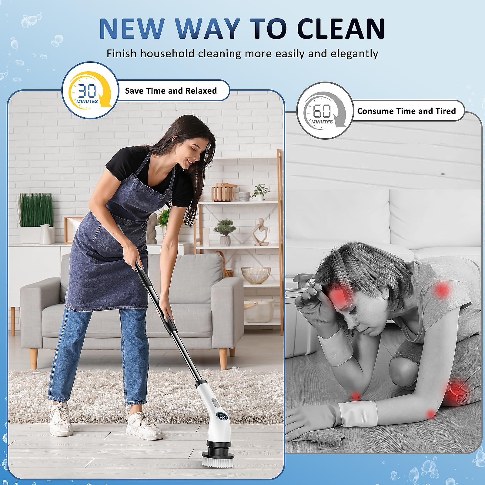 Electric Spin Scrubber Upgraded Battery with Extra-Long Runtime, IPX7 Waterpr…