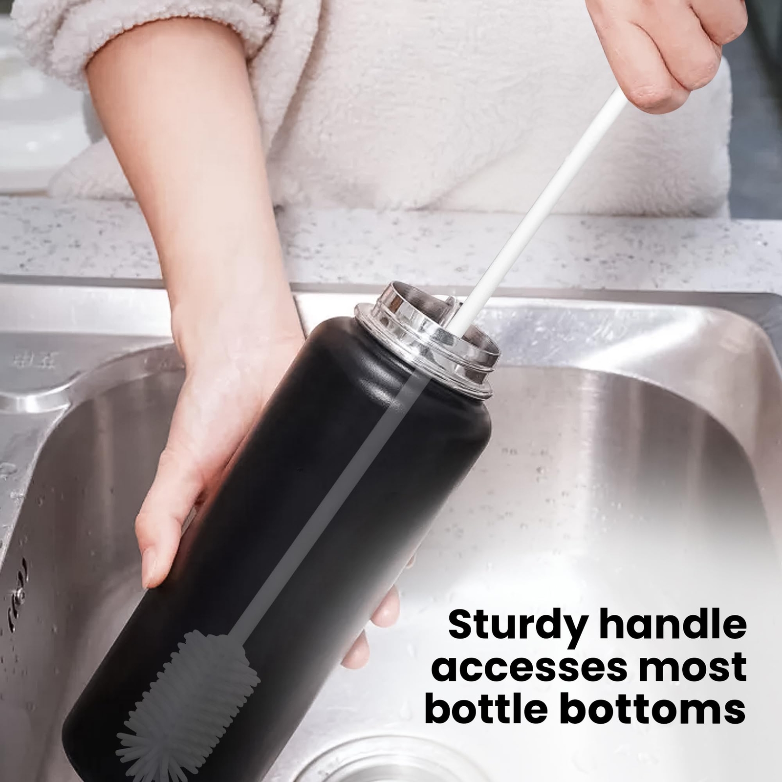 Silicone Water Bottle Cleaning Brush Set 16inch & 12inch Flexible Durable Silico