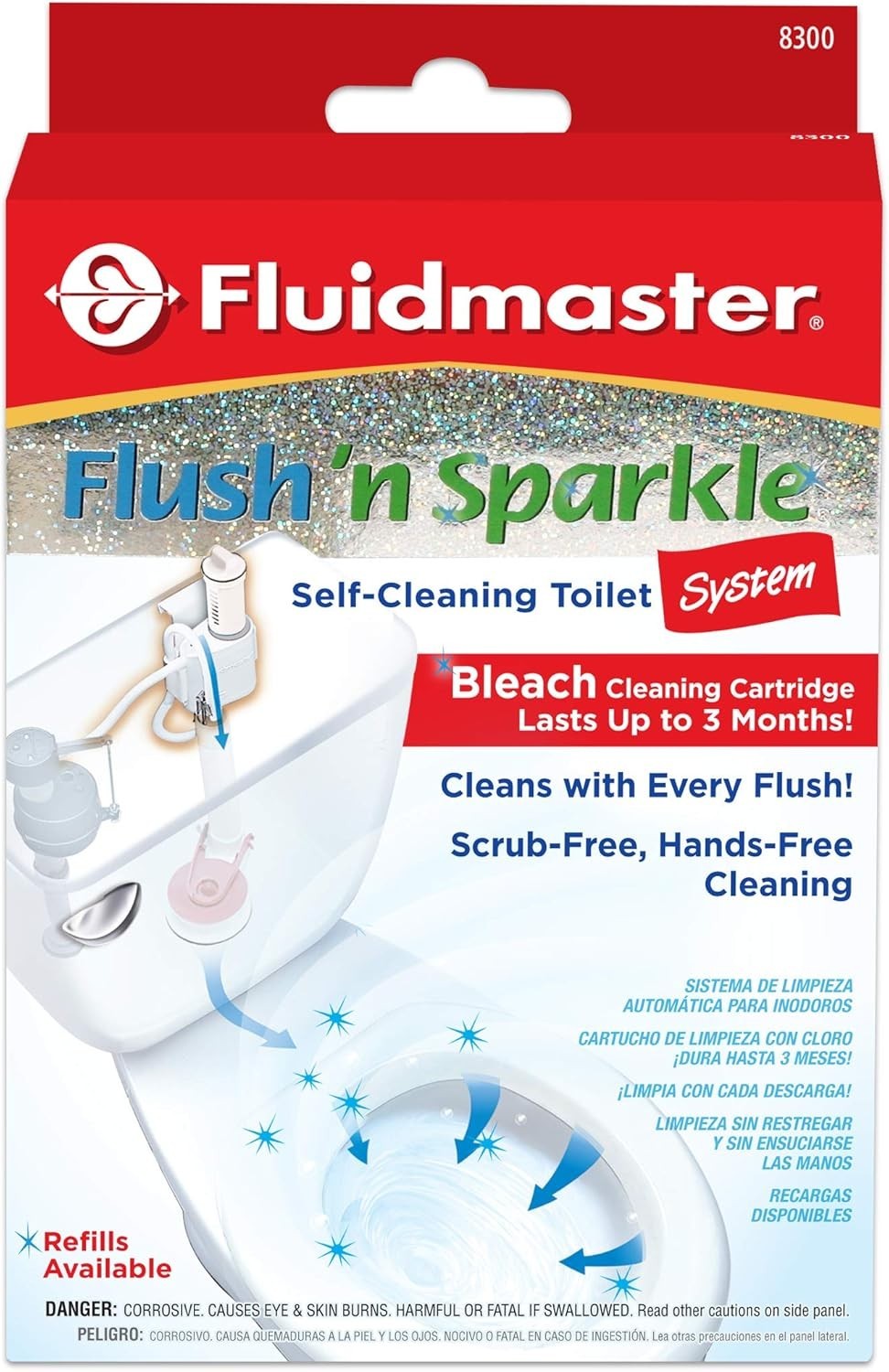 8300 Flush ‘n Sparkle Automatic Toilet Bowl Cleaning System with Bleach Cartr…
