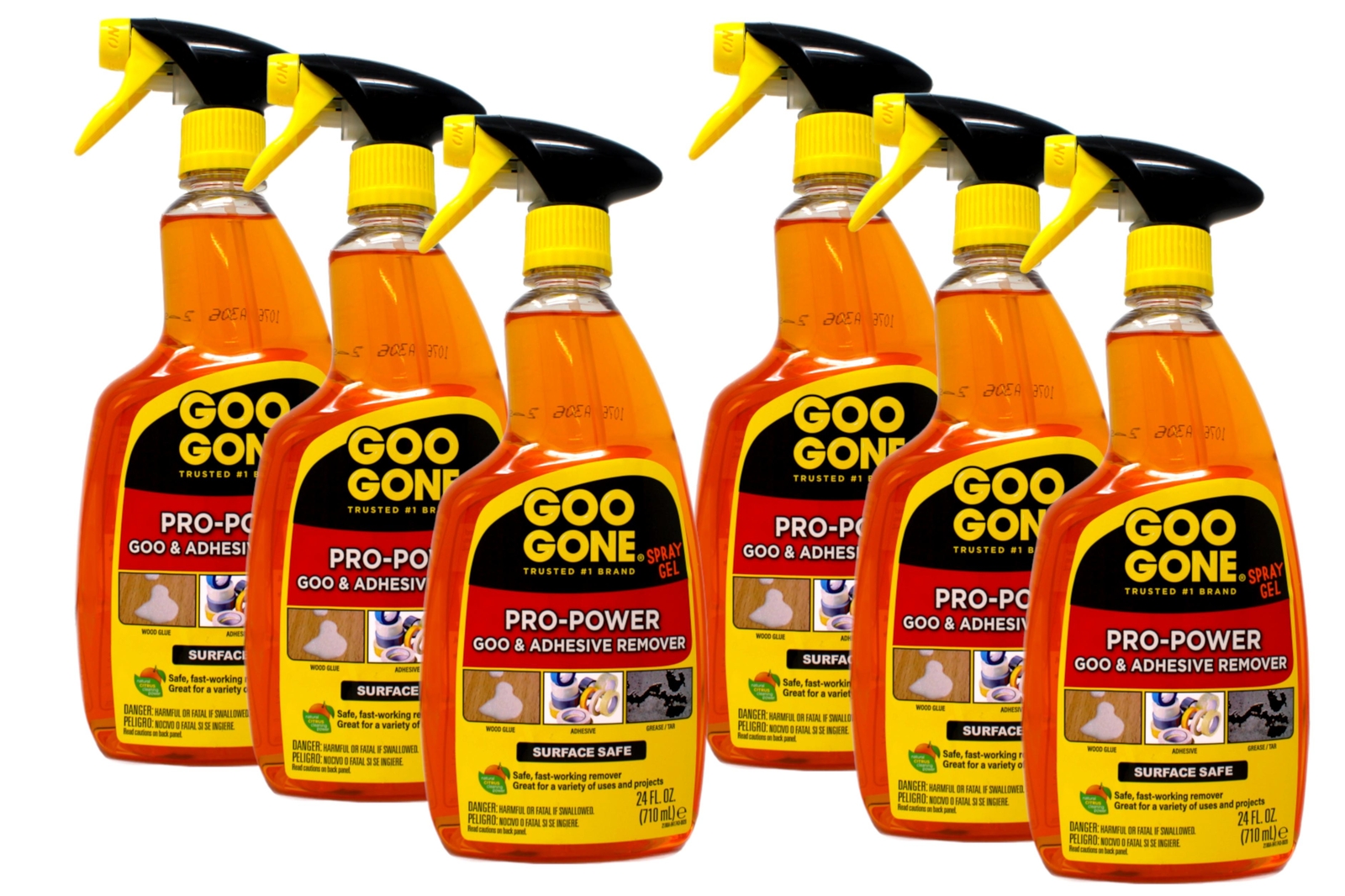 Goo Gone Pro-Power Heavy Duty Adhesive Remover Spray Citrus Scent, 24 oz 6 Pack