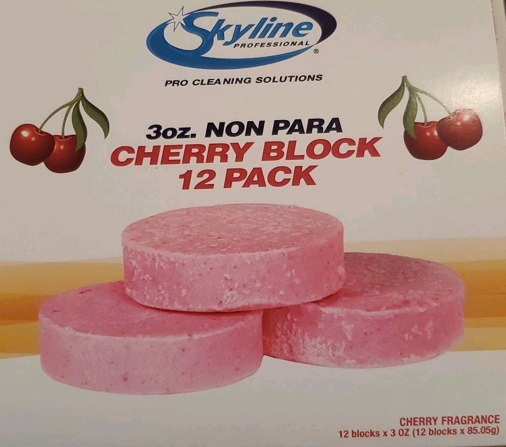 48 LOT 3 oz. Urinal Toss Block Cherry Para Urinal Cakes Pink Cherry Case 87010