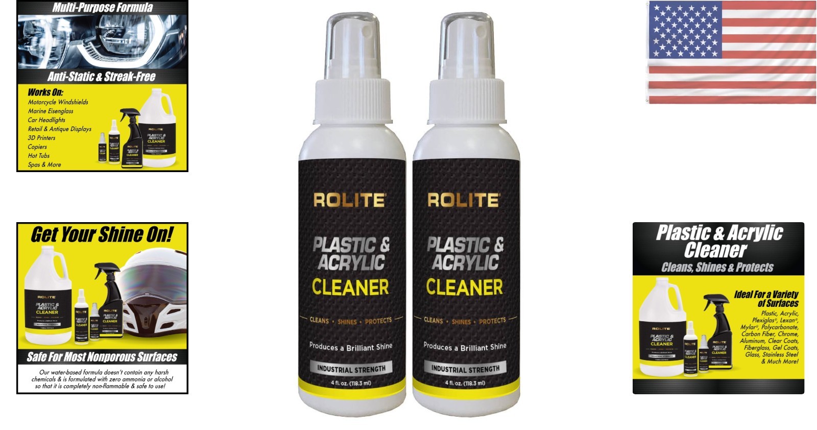 Multi-Purpose Plastic and Acrylic Cleaner Spray, 4 fl Oz, Streak-Free 2 Pack