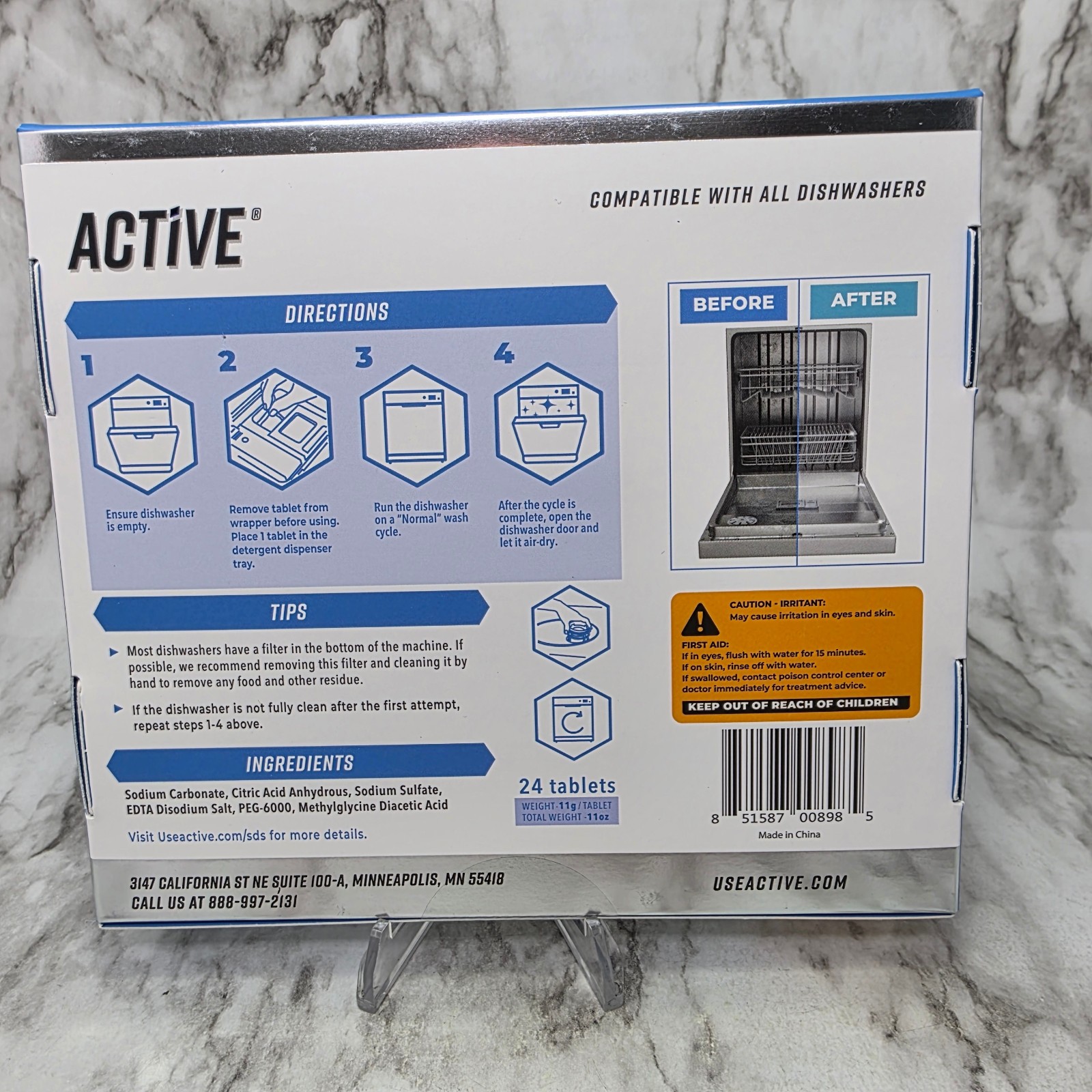 Active Dishwasher Cleaner and Deodorizer Tablets 24 Pack