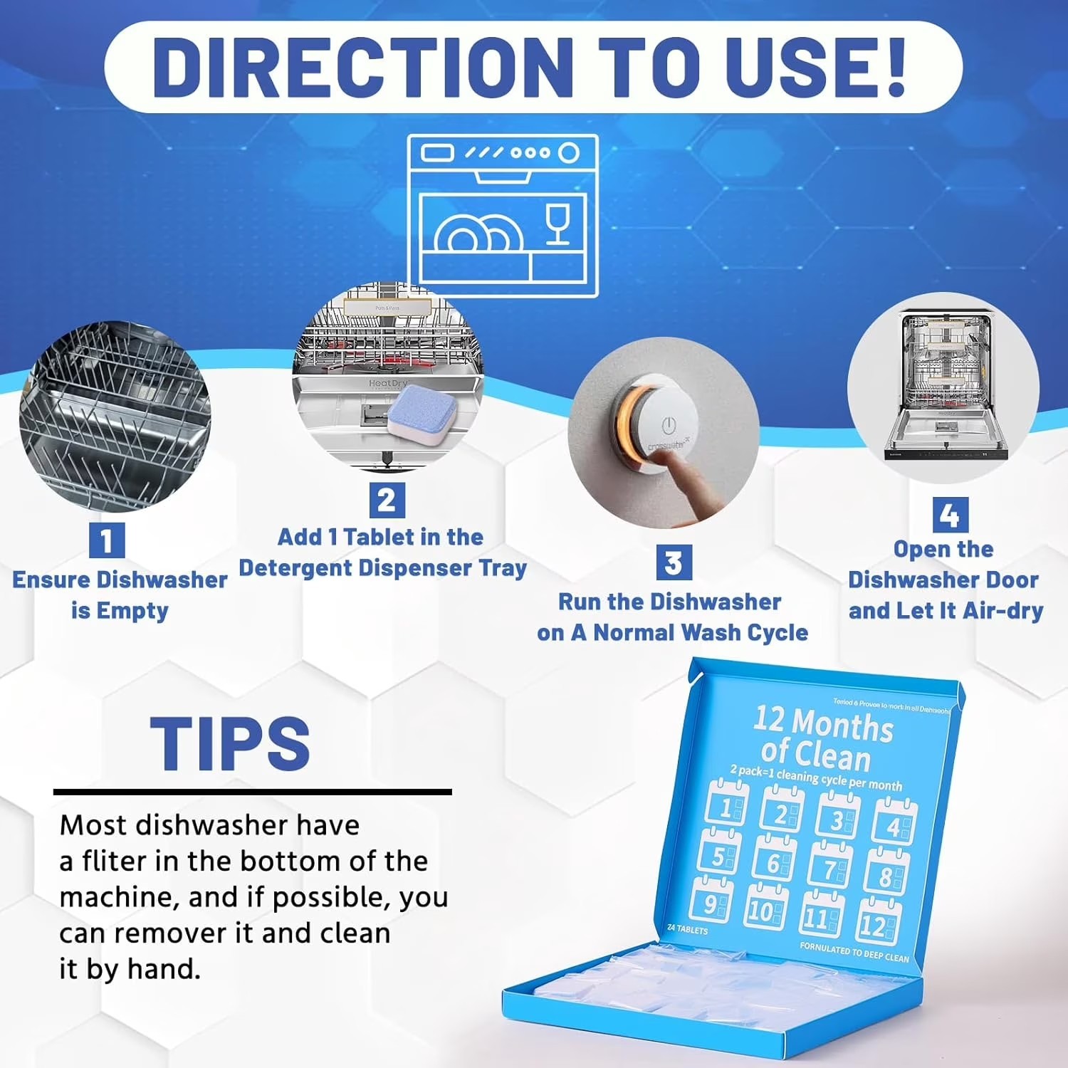 BUBCLEAN 24 Count Garbage Disposal Cleaner Tablets Citrus Foaming Sink Care