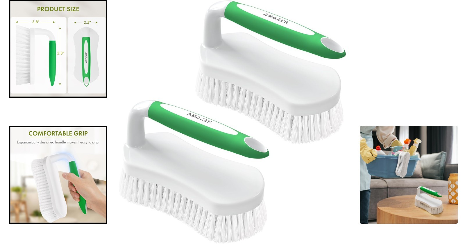 Ergonomic Multi-Surface Cleaning Brushes – Stiff Bristles & Comfortable Grip