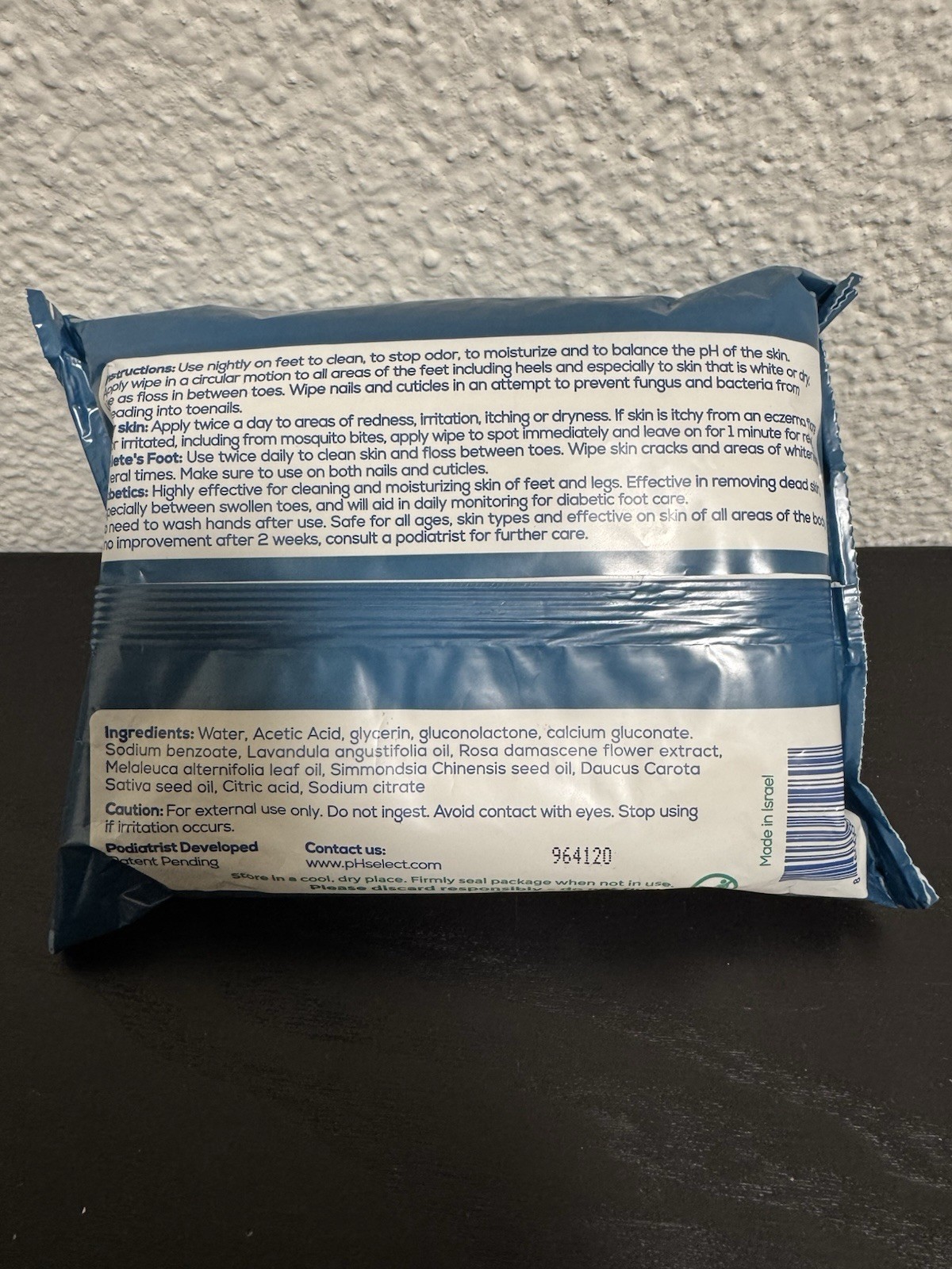 pHeet® Foot Wipes All Natural, Cleaning, Moisturizing, Itching 72 Wipes