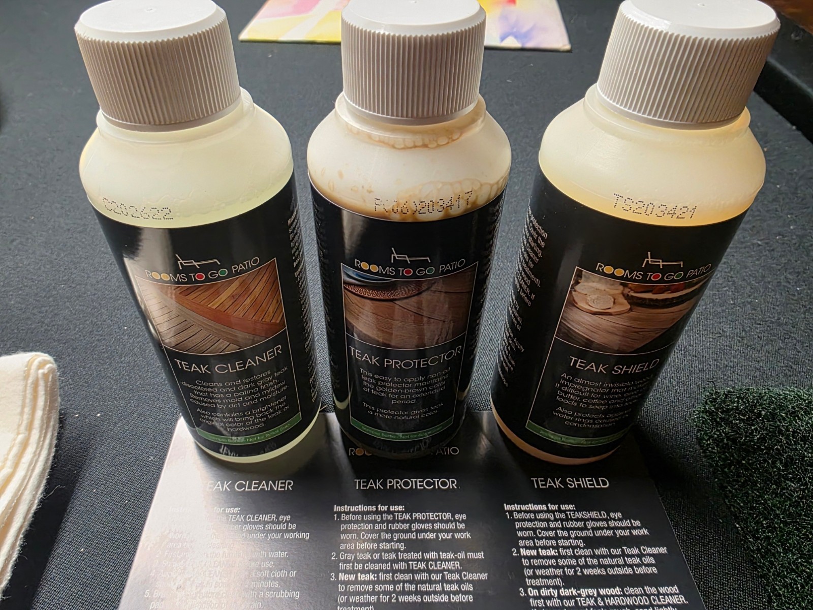 Rooms To Go – Teak Cleaner, Protector, Shield Sampler Bottle Set – 8 ounces each