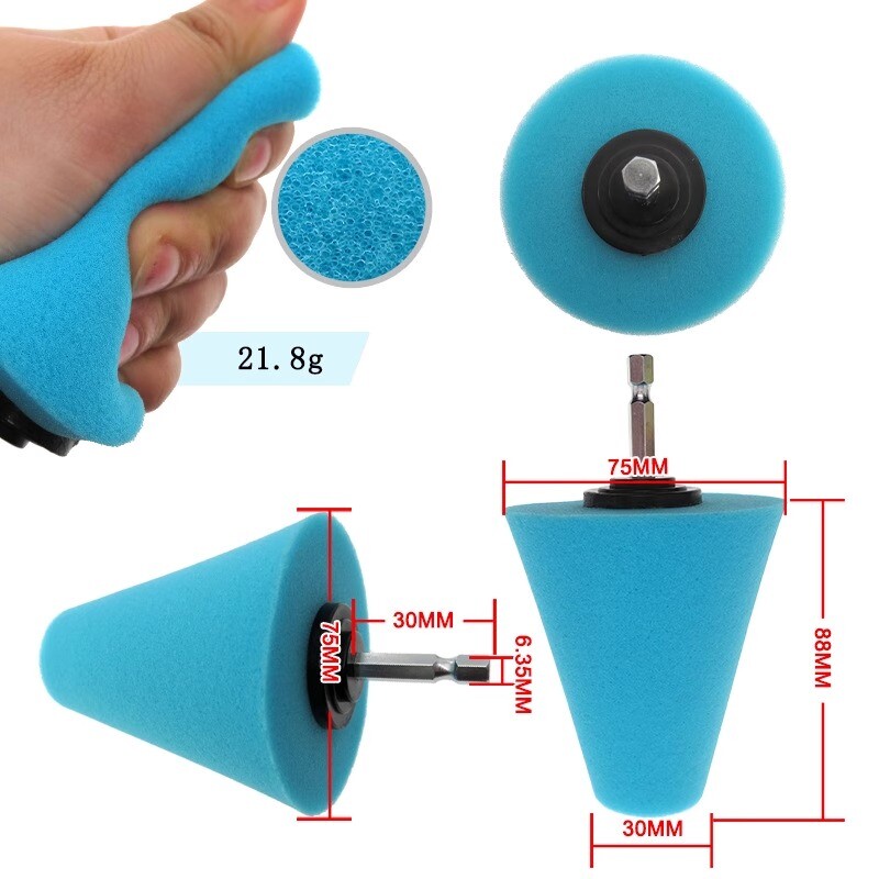 Foam Polisher Cone Sponge Buffing Pads Wheel Hub Cleaning Tool for Car Polishing