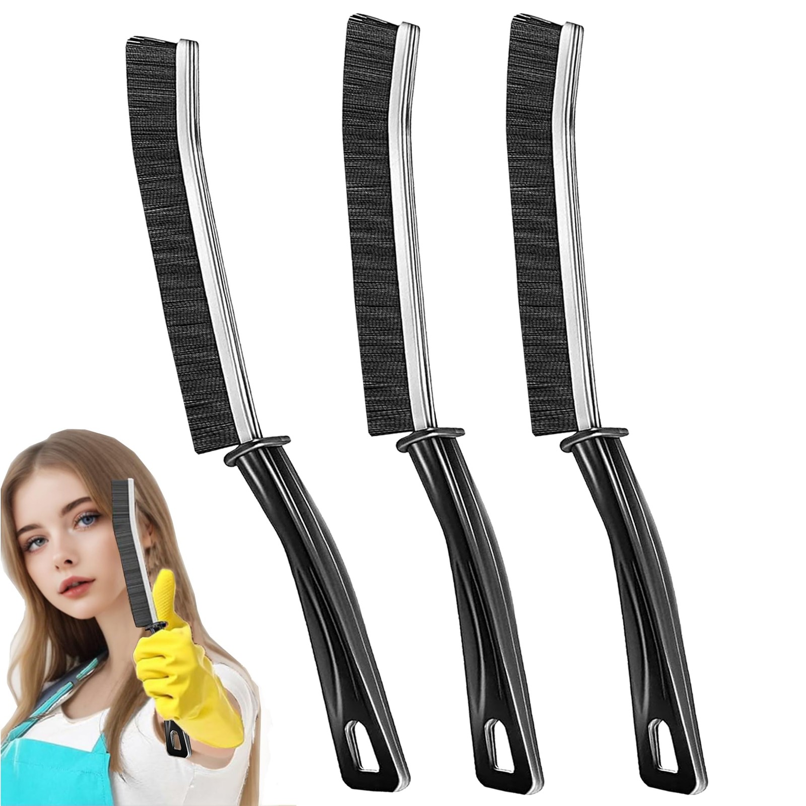 BSFRNF 3Pcs Hard-bristled Crevice Cleaning Brush, Multifunctional Thin Gap Sc…