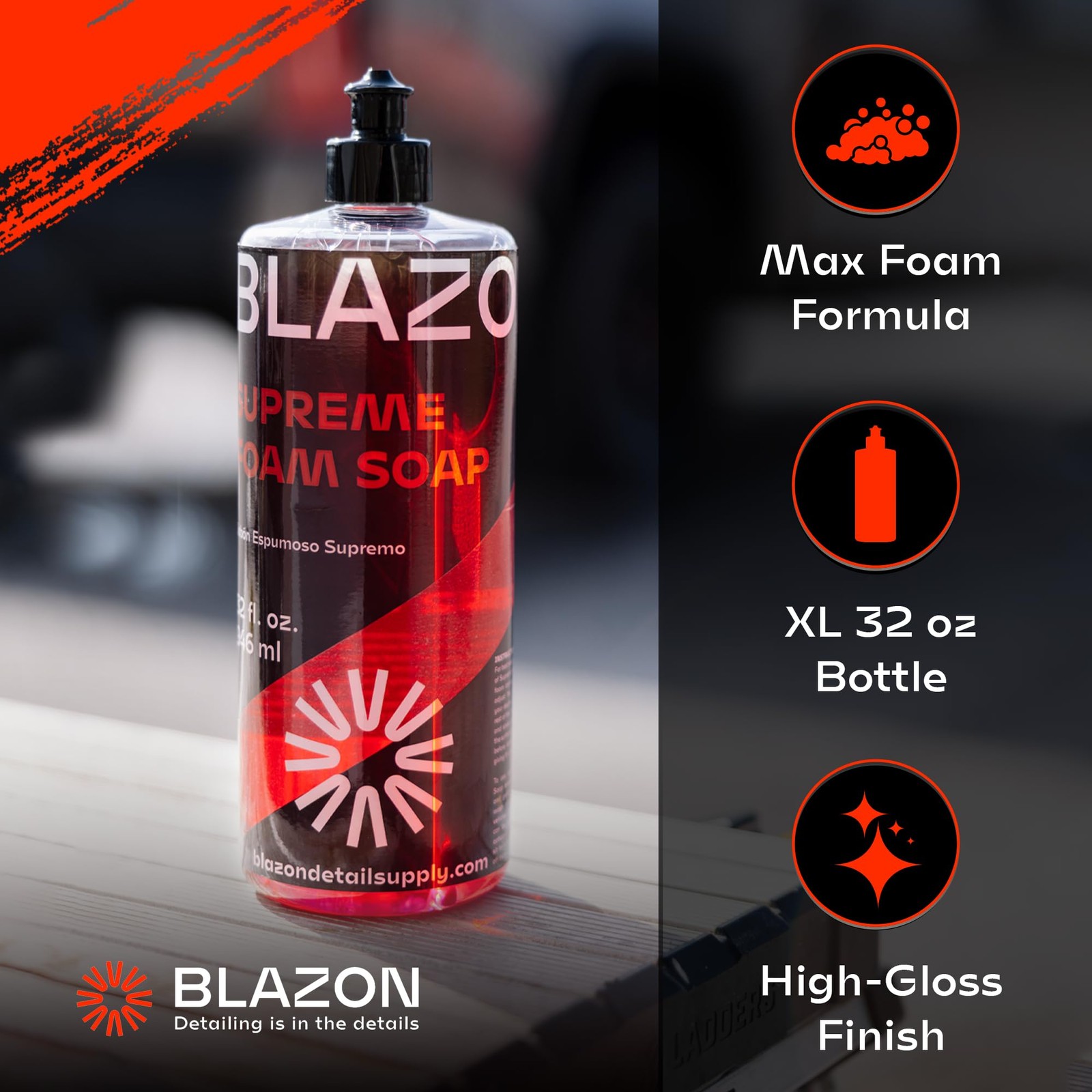 BLAZON Supreme Foam Soap XL 32 oz Insanely Foamy Streak-Free Car Wash Soap fo…