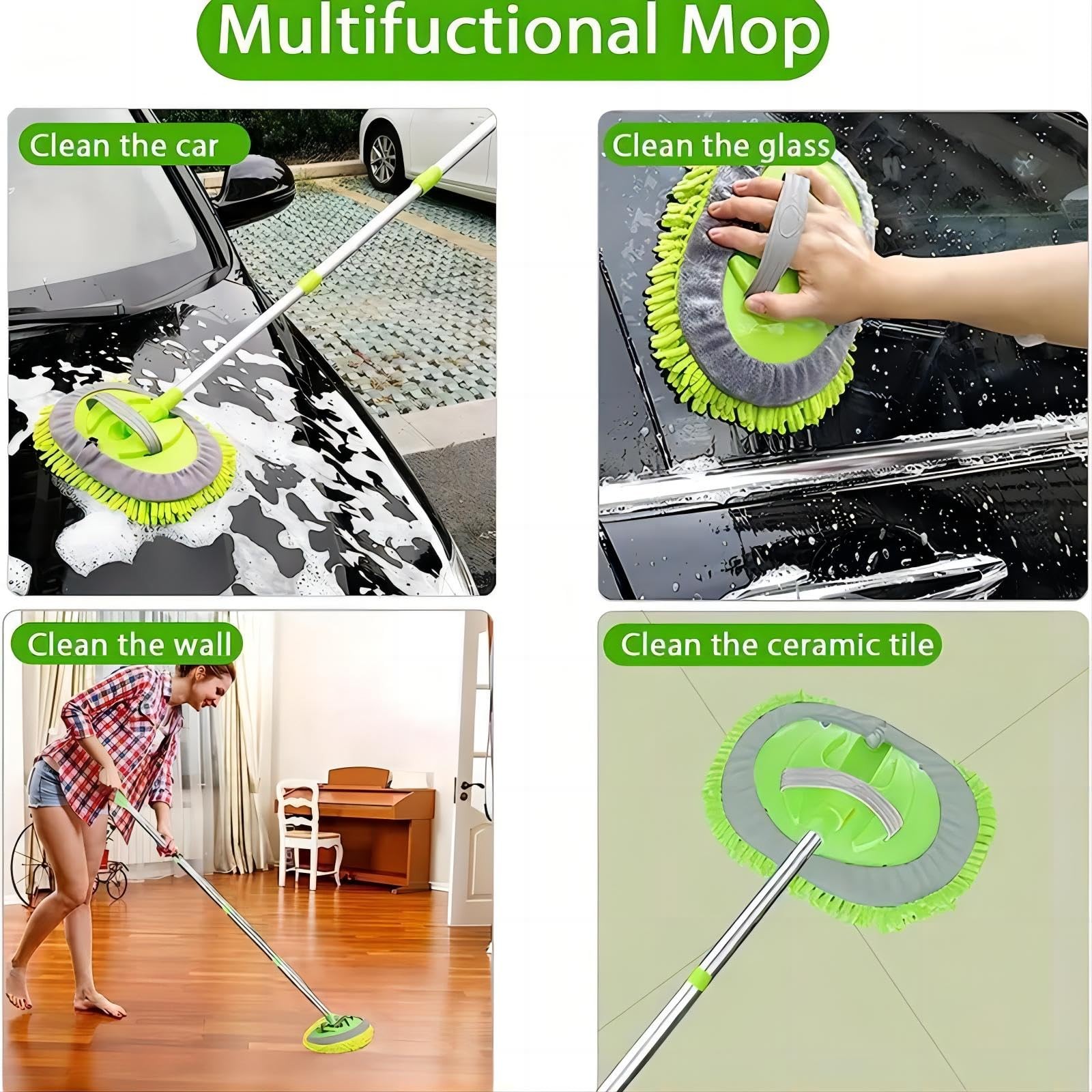 63″ Car Wash Mop Brush Tool Mitt with Long Handle Length More Suitable for Wa…