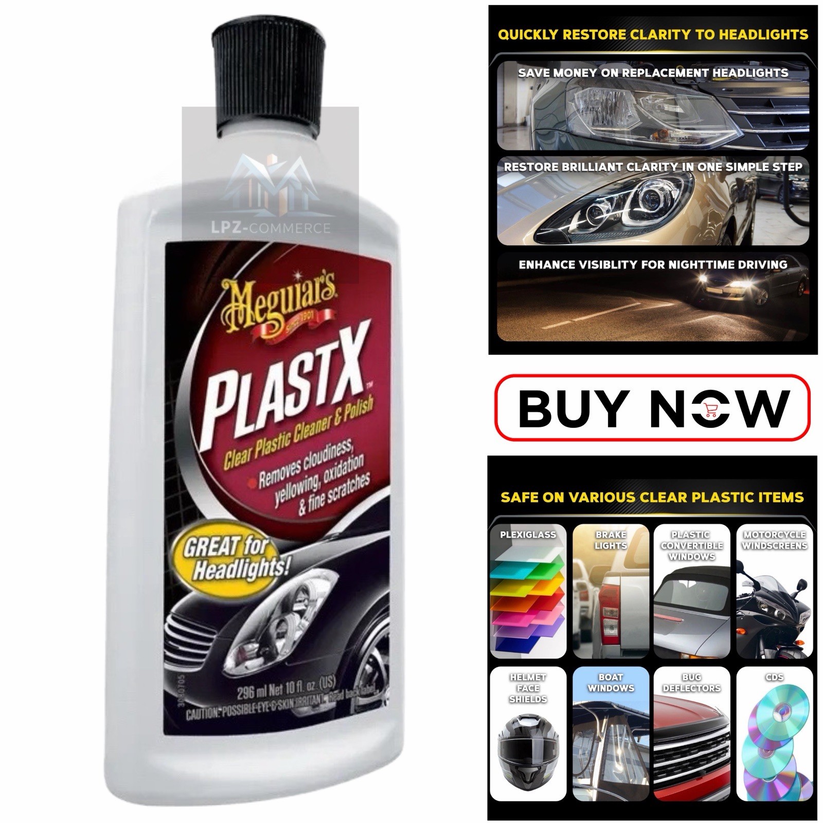 Meguiar’s PlastX Clear Plastic Cleaner and Polish – 10 Oz