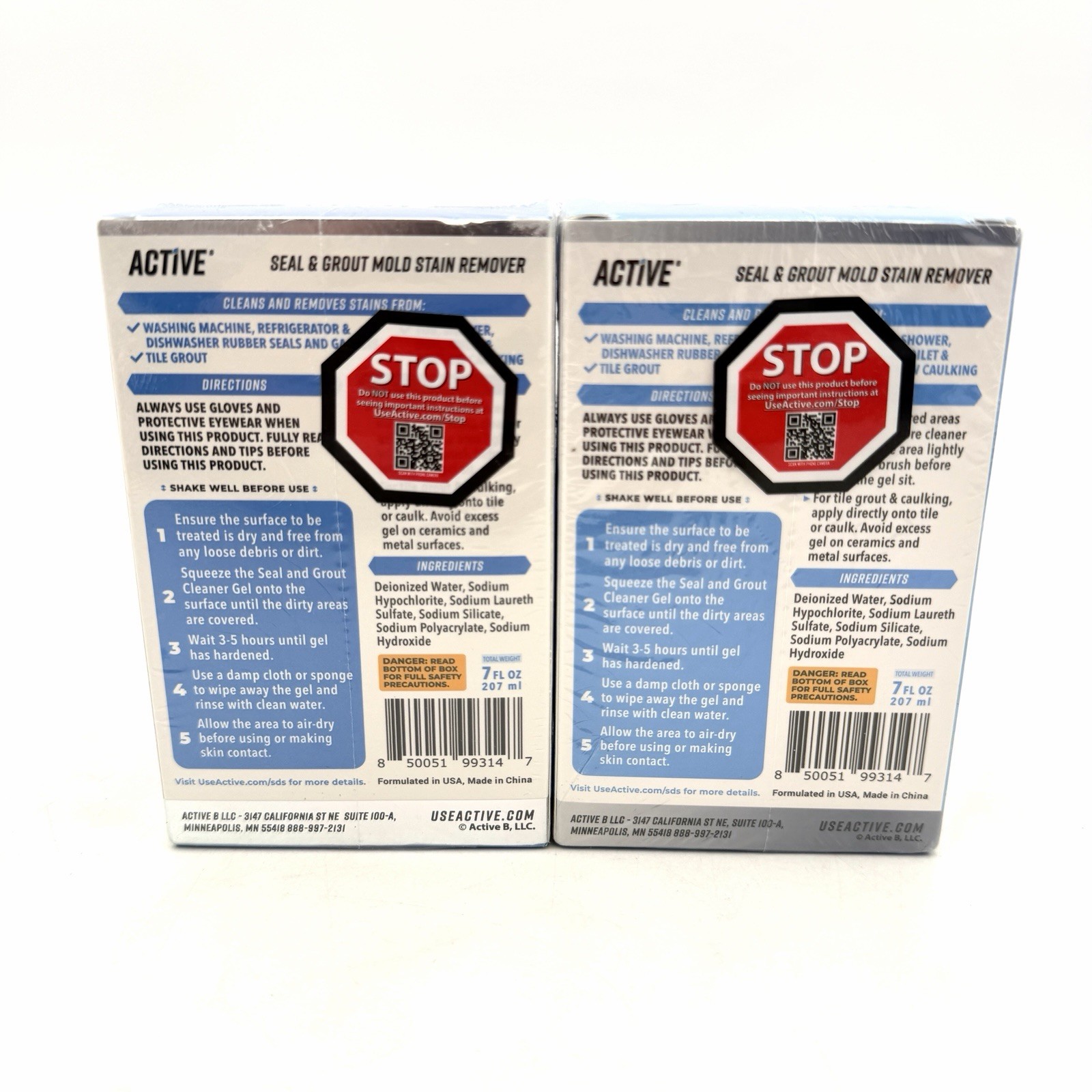 (2 PACK SET) Active Seal & Grout Mold Stain Remover, 7fl oz