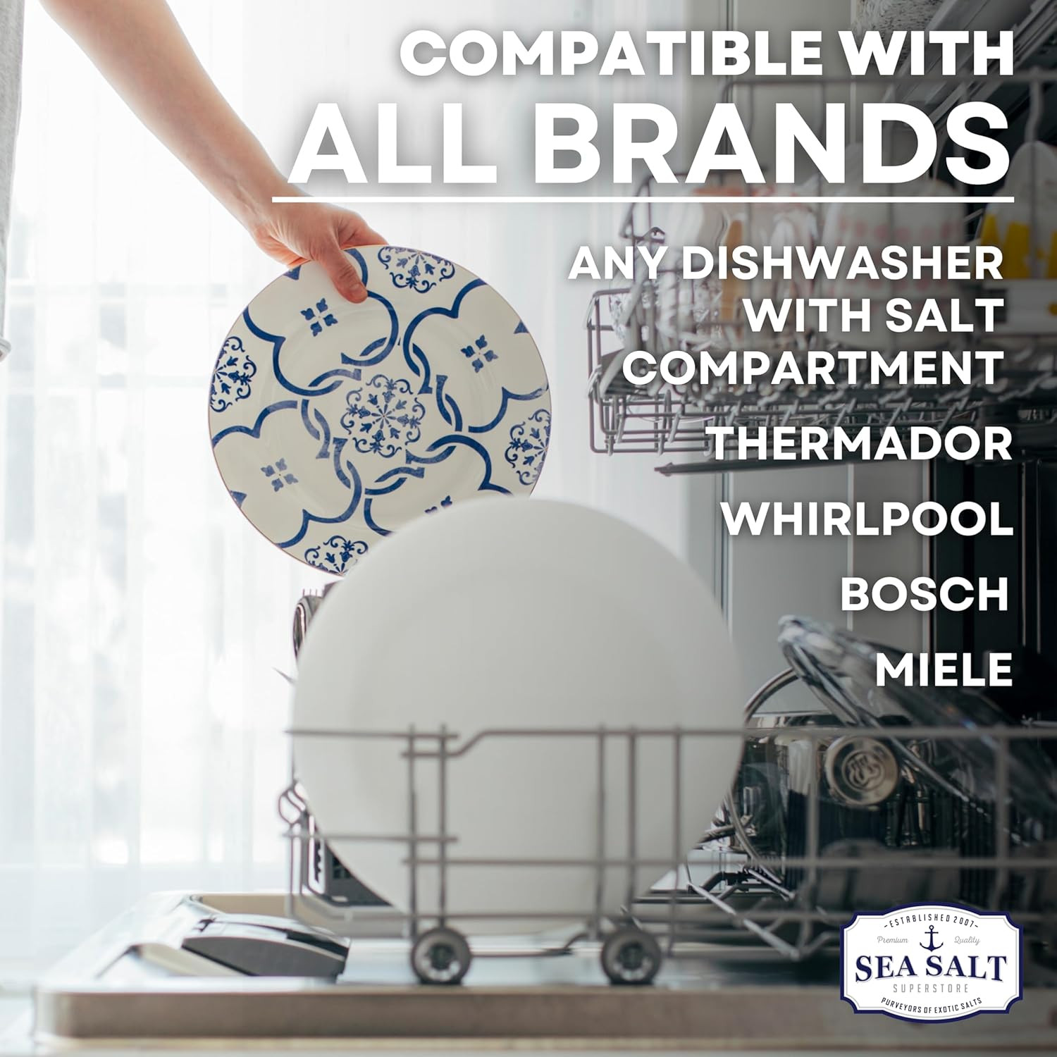 Dishwasher Salt, Natural Water Softener, Food Grade Coarse Sea Salt Compatible w
