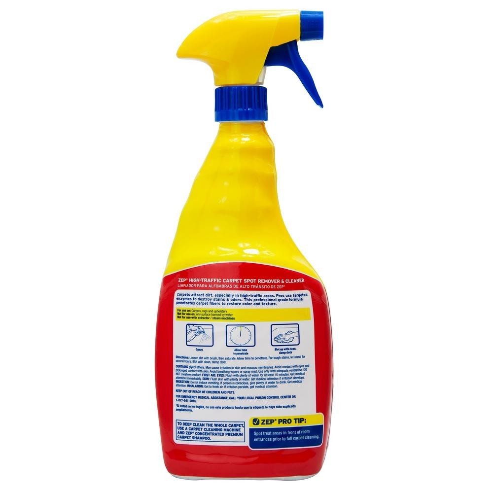 4 PACK Of Zep HIGH-TRAFFIC CARPET SPOT Stain Odor Remover and Cleaner 32oz Each
