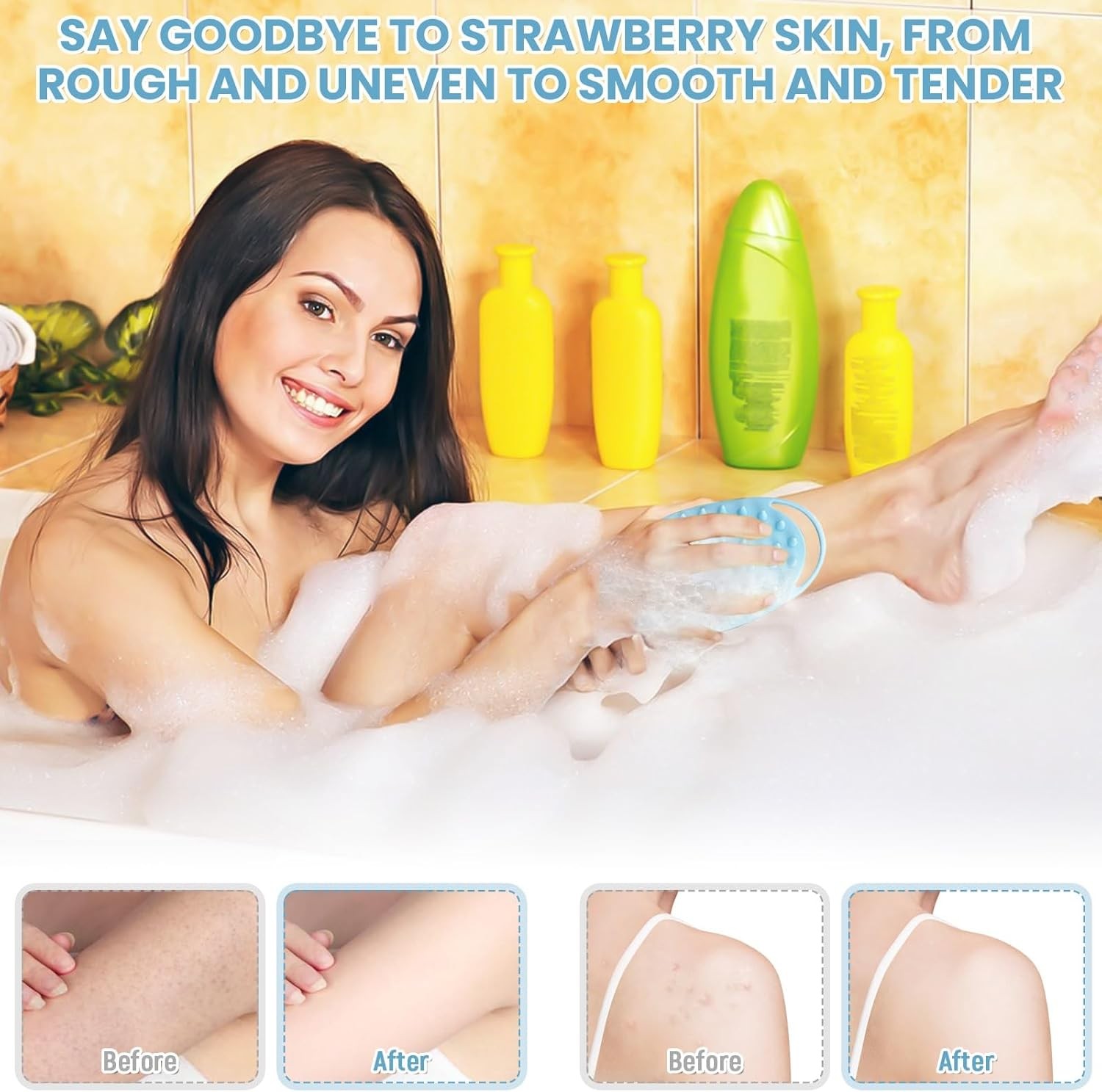 Silicone Body Scrubber, Premium Silicone Loofah for Women Men and Kids,