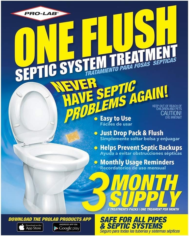 ONE FLUSH Septic Tank Treatment 3 Month Supply Easy Flush Bacteria Enzyme Packet