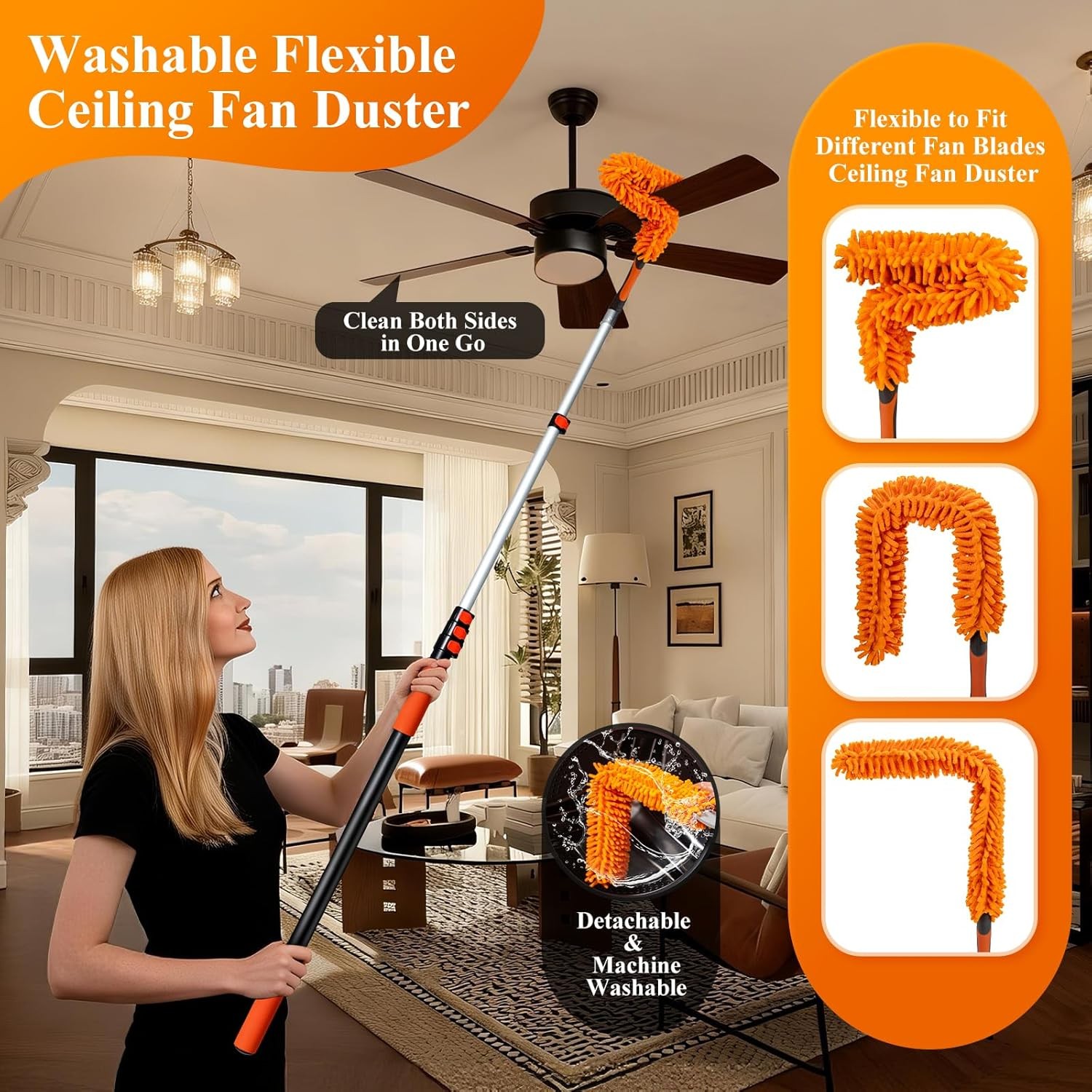 20ft High Ceiling Duster Kit Heavy Duty Extension Pole Cobweb Duster 4-12ft