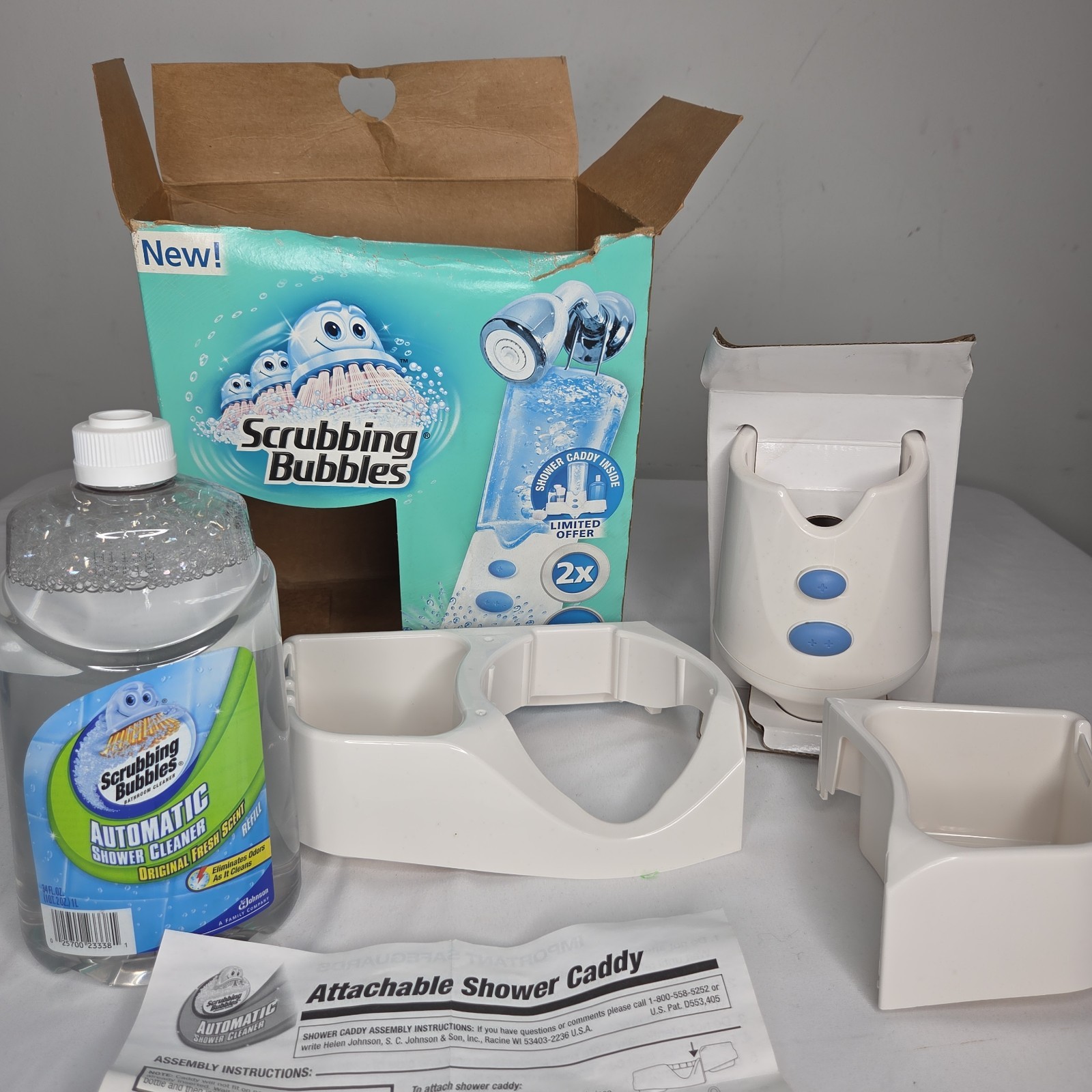 Scrubbing Bubbles Automatic Shower Cleaner Bathroom Booster Set Kit Damage Box