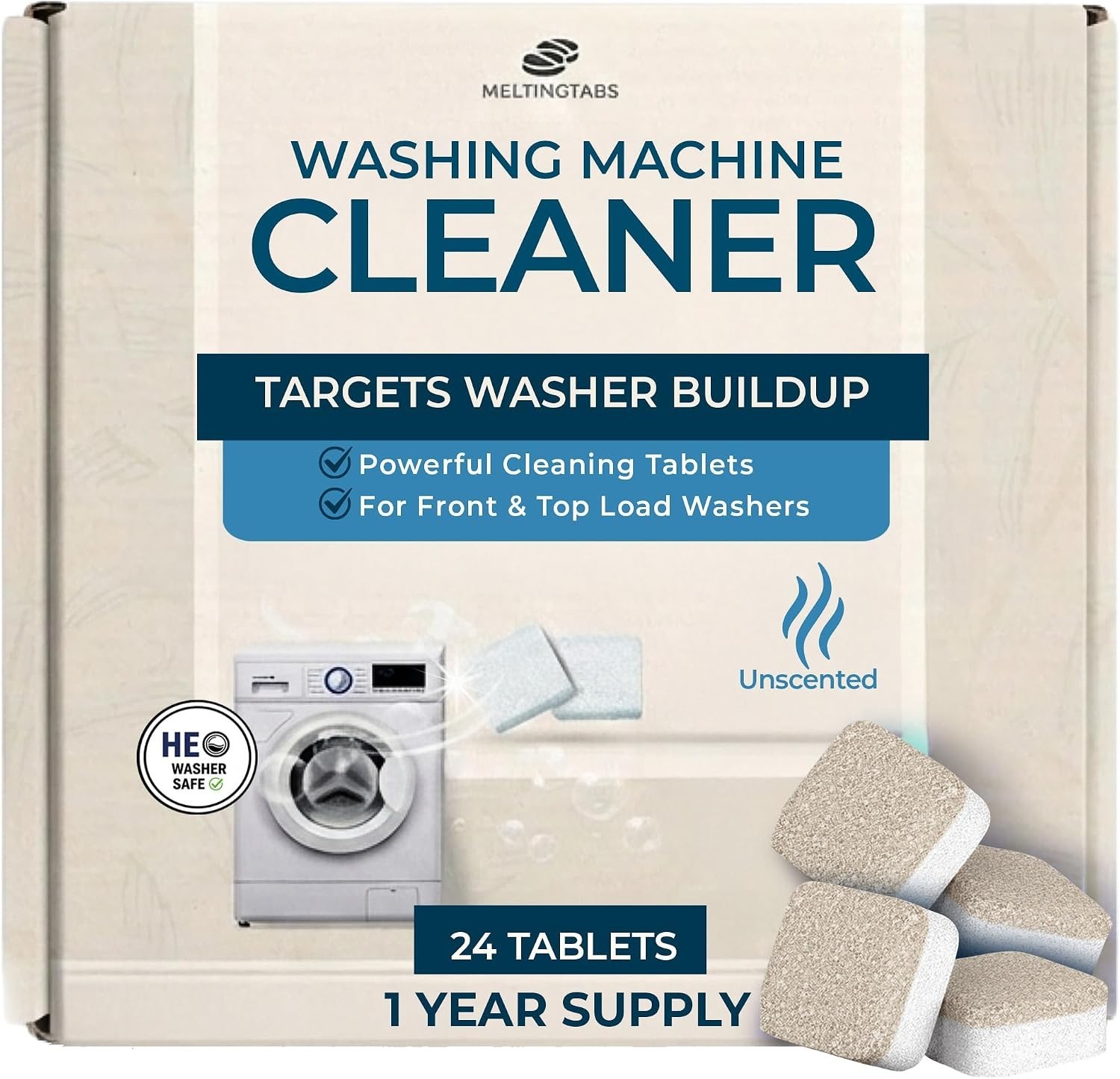 12- Supply of Unscented Washing Machine Cleaning Tablets – Essential Care