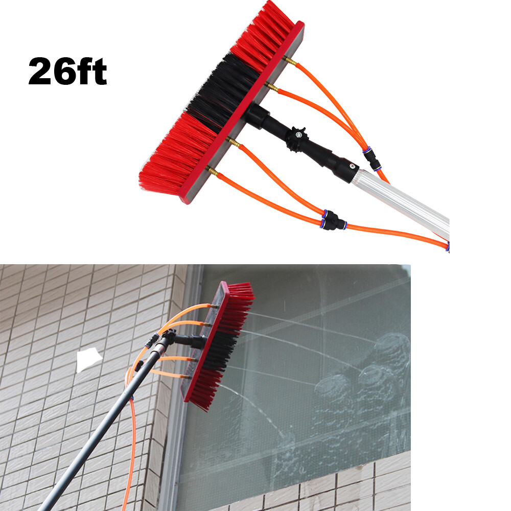 26ft Water Fed Pole Kit Window Cleaning Car Washing brush with water Pipe