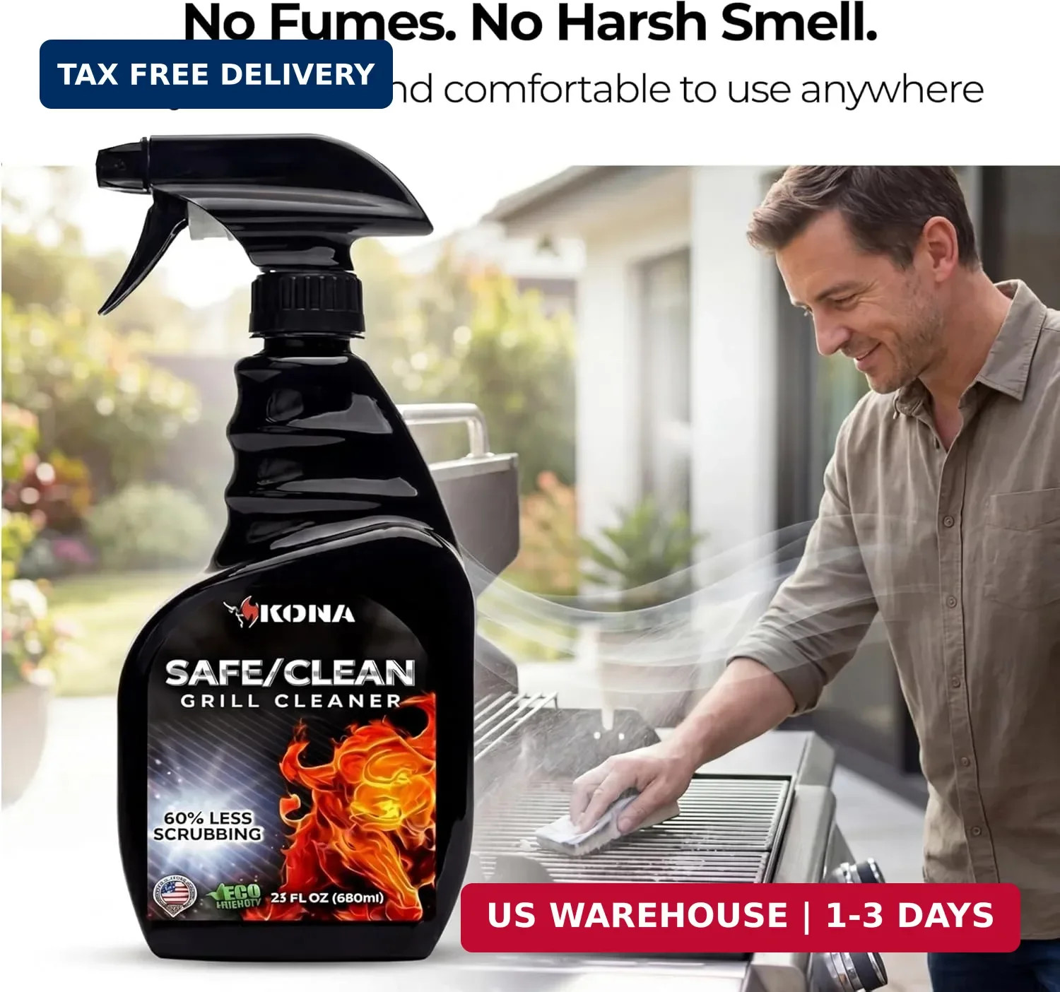 Kona Safe/Clean Grill Cleaner Spray – Now 40% More Cleaning Power, Heavy Duty No