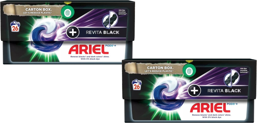 ARIEL Pods Laundry Detergent PODS + REVITA BLACK dark laundry pods 2 x 26 pods