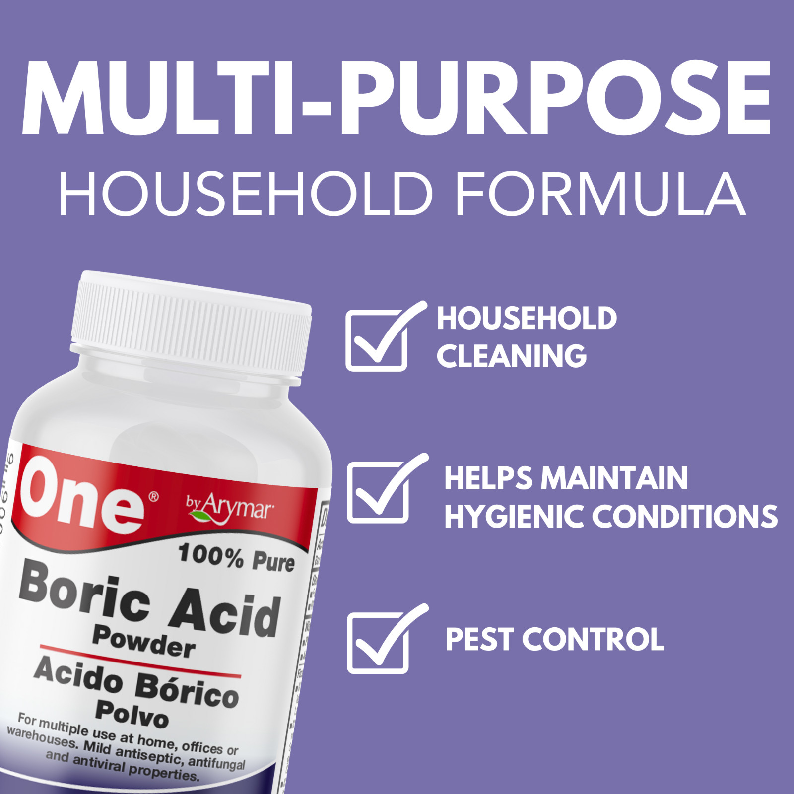 Arymar 100% Pure Boric Powder Granulated, Multi-Purpose Cleaner 8 fl oz (2-Pack)