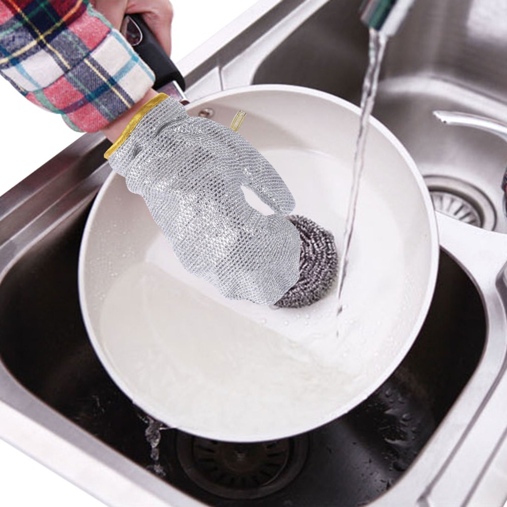 Bamboo Fiber Dishwashing Gloves Heat Resistant Kitchen Household Cleaning Gloves