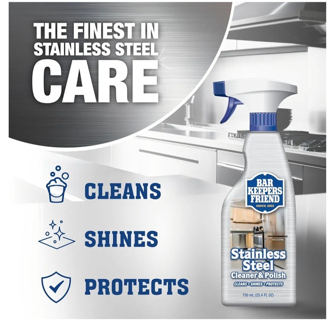 Bar Keepers Friend Stainless Steel Cleaner Spray (25.4 Oz) + Microfiber Cloth –