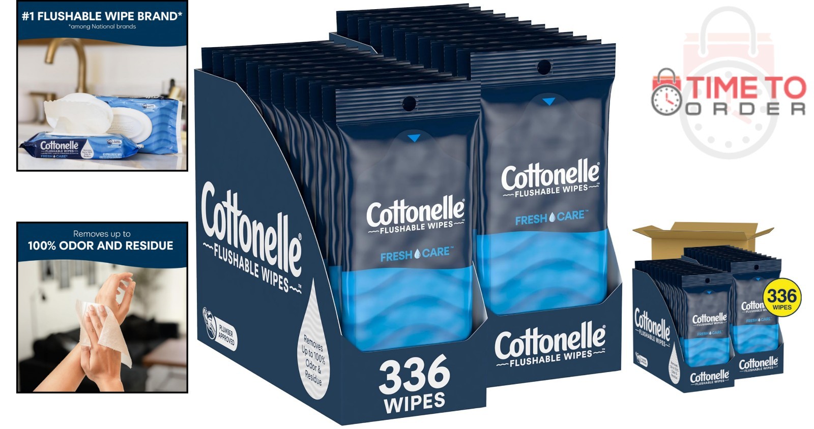 Wet Wipes Adult Flushable Septic Safe On-The-Go Pack of 24 336 Wipes