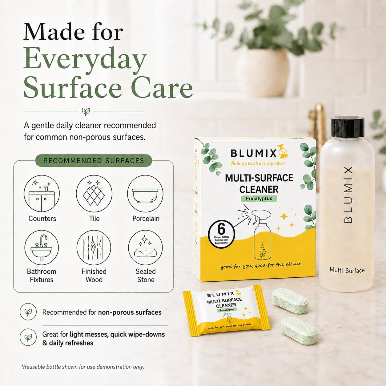 Multi Surface Cleaner Refill Tablets 6 Count Eucalyptus Eco Friendly Biodegradab