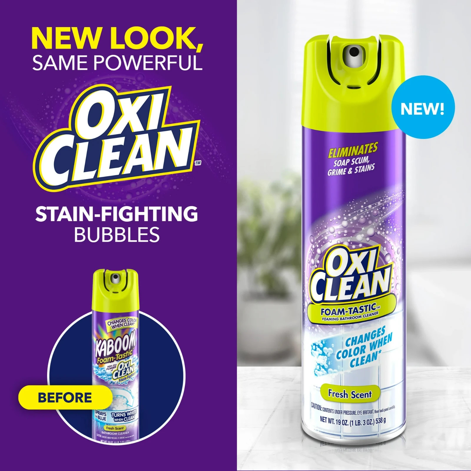 OxiClean Foam-Tastic Bathroom Cleaner 19 oz Fresh Scent (12 Pack) Soap Scum Remo