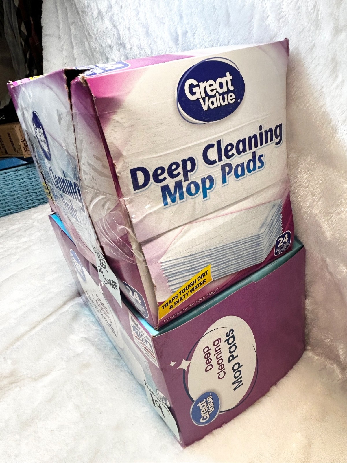 (43) Great Value Deep Cleaning Mop Pads Replacement Household Supplies Open Box