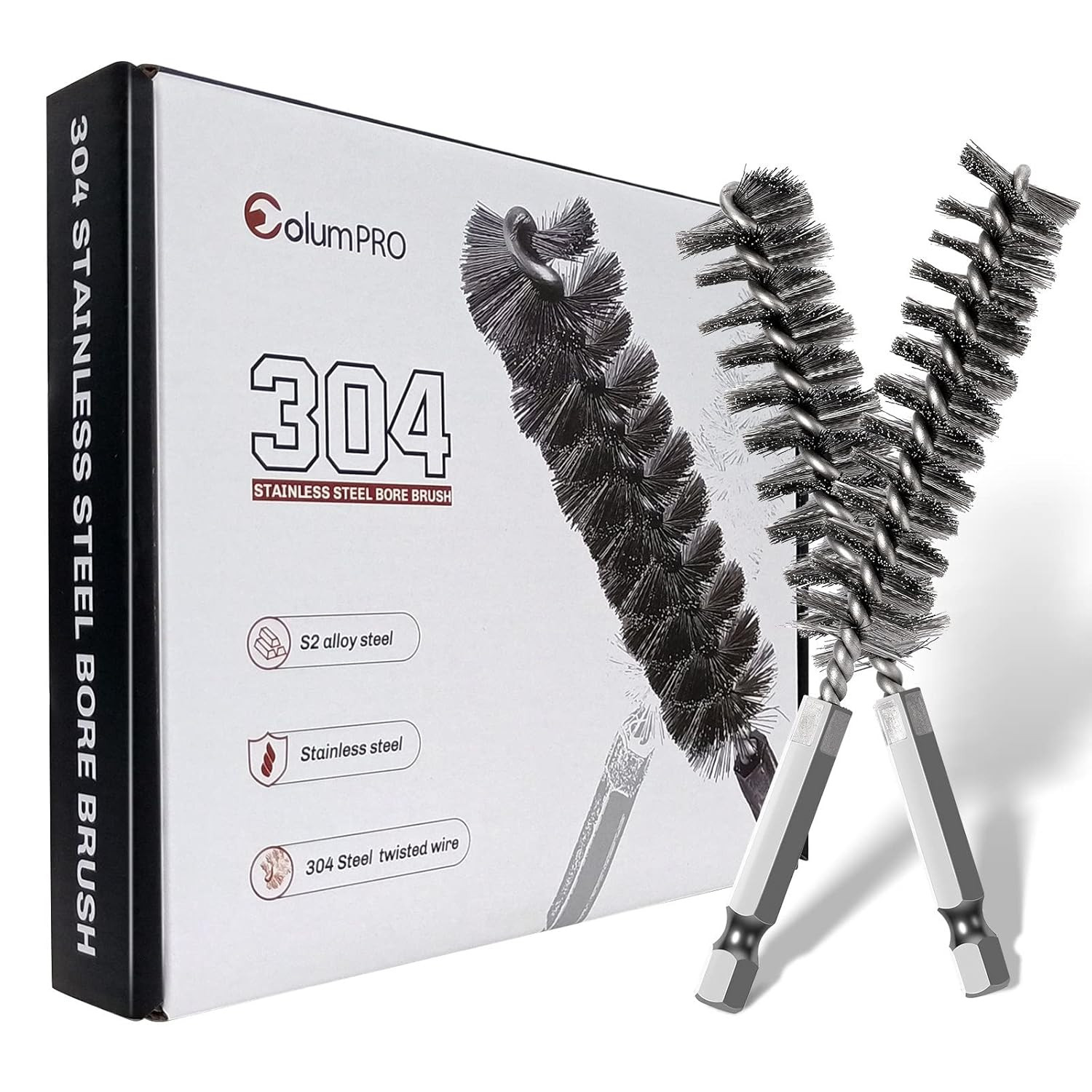 6PCS 304 Stainless Steel Bore Brush Copper Pipe Cleaner, Twisted Wire Drill Brus