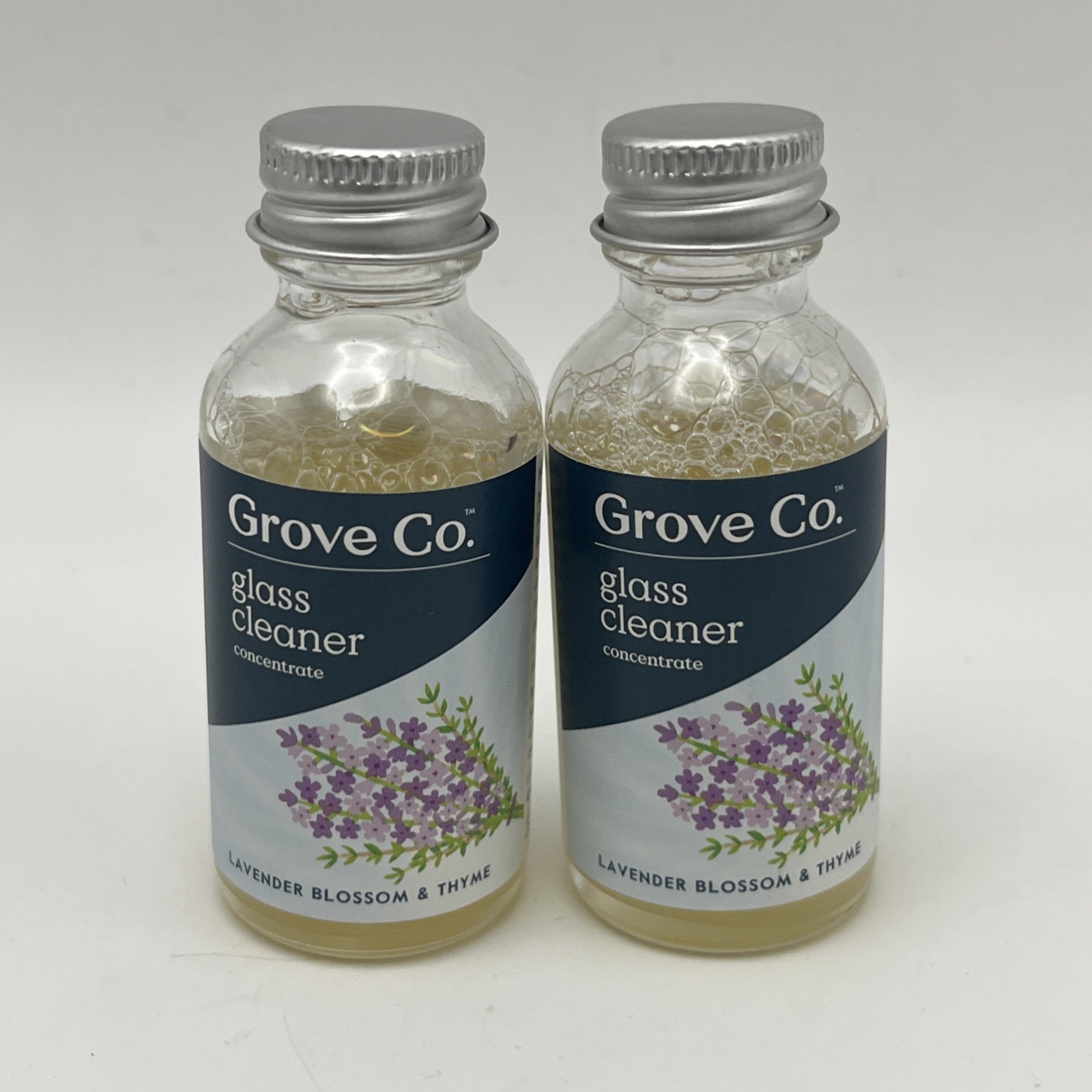 2 Pack Grove Glass Cleaner 1 oz Bottles Lavender & Thyme Concentrate All Natural