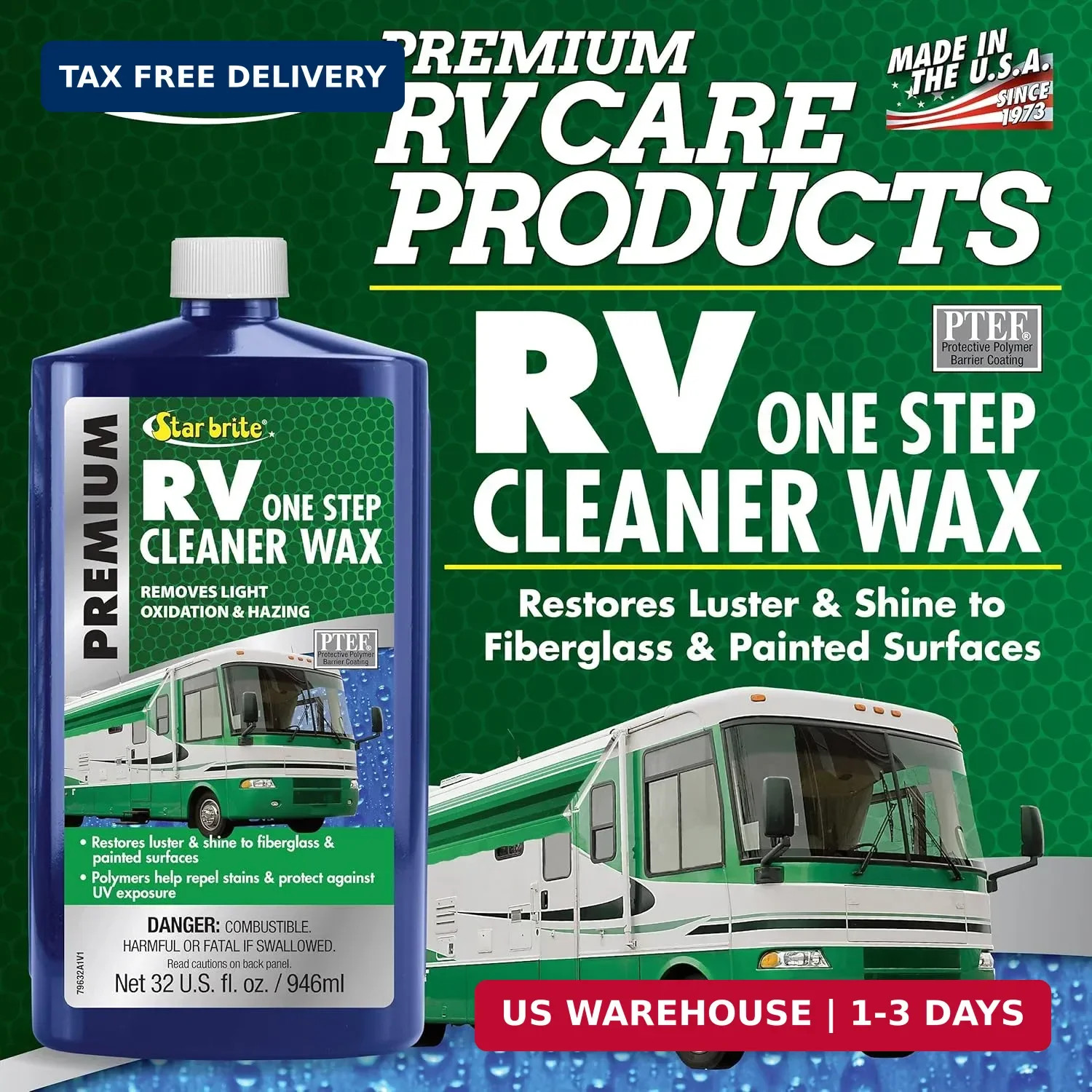 STAR BRITE Premium RV One Step Cleaner Wax – Cleans, Protects & Enhances RVs – R
