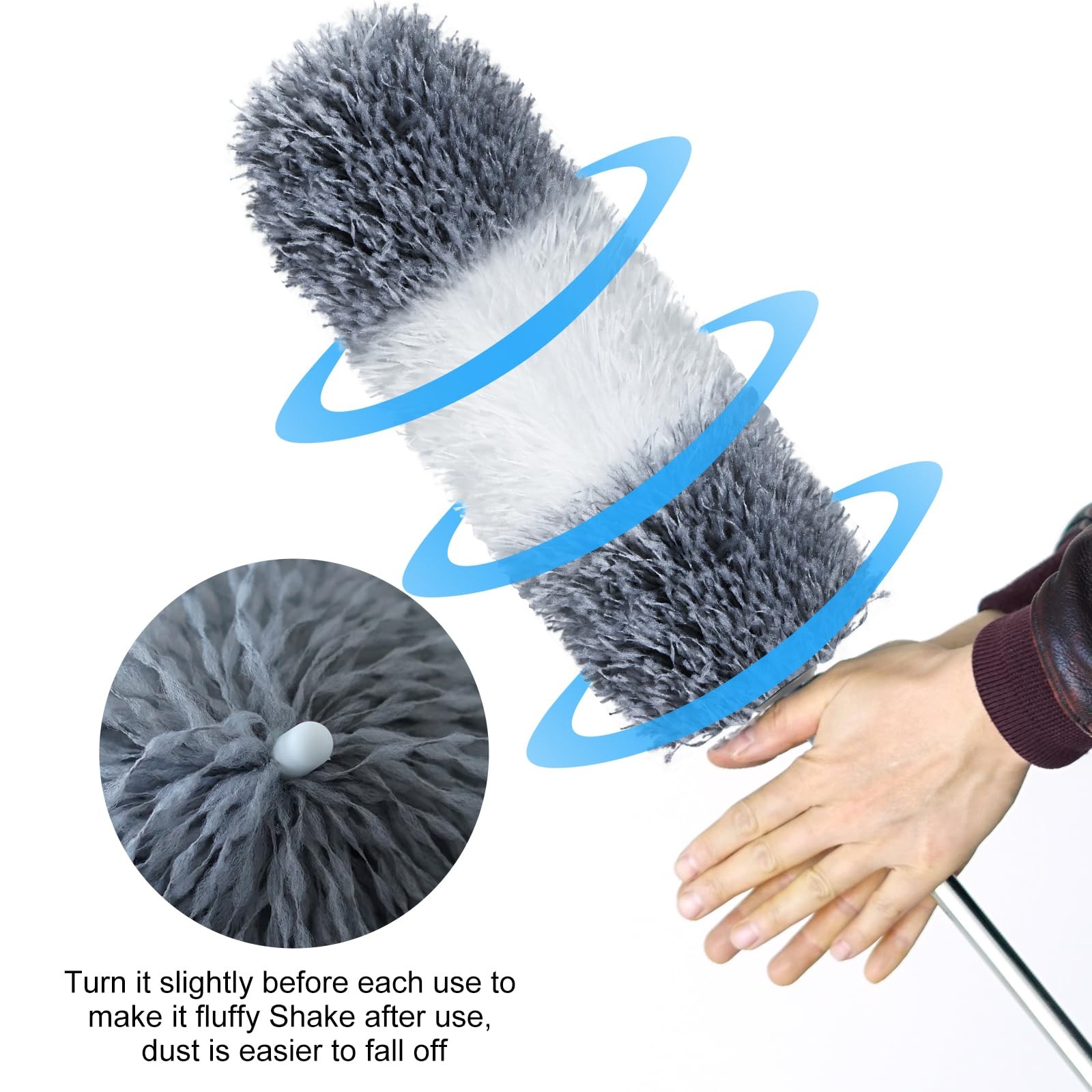 Microfiber Feather Duster, 110 Inch Extendable Telescoping Pole Duster with B…