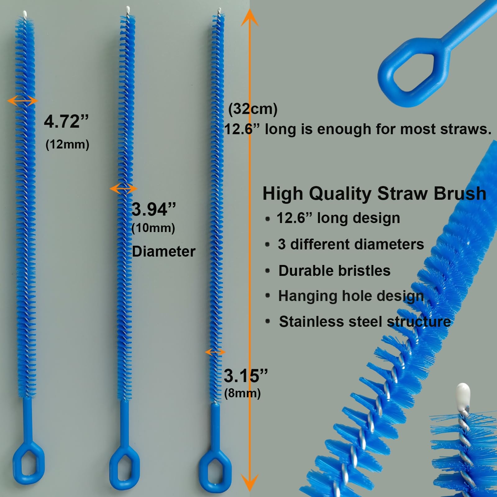 3-Pack Multi-Size 12.6”Long Straw Cleaner Brush for Stanley Cup, Extra Long R…