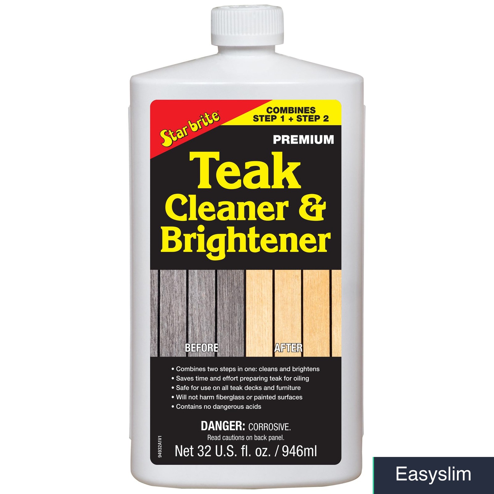 Teak Cleaner & Brightener 32 oz Removes Stains Restores Weathered Wood