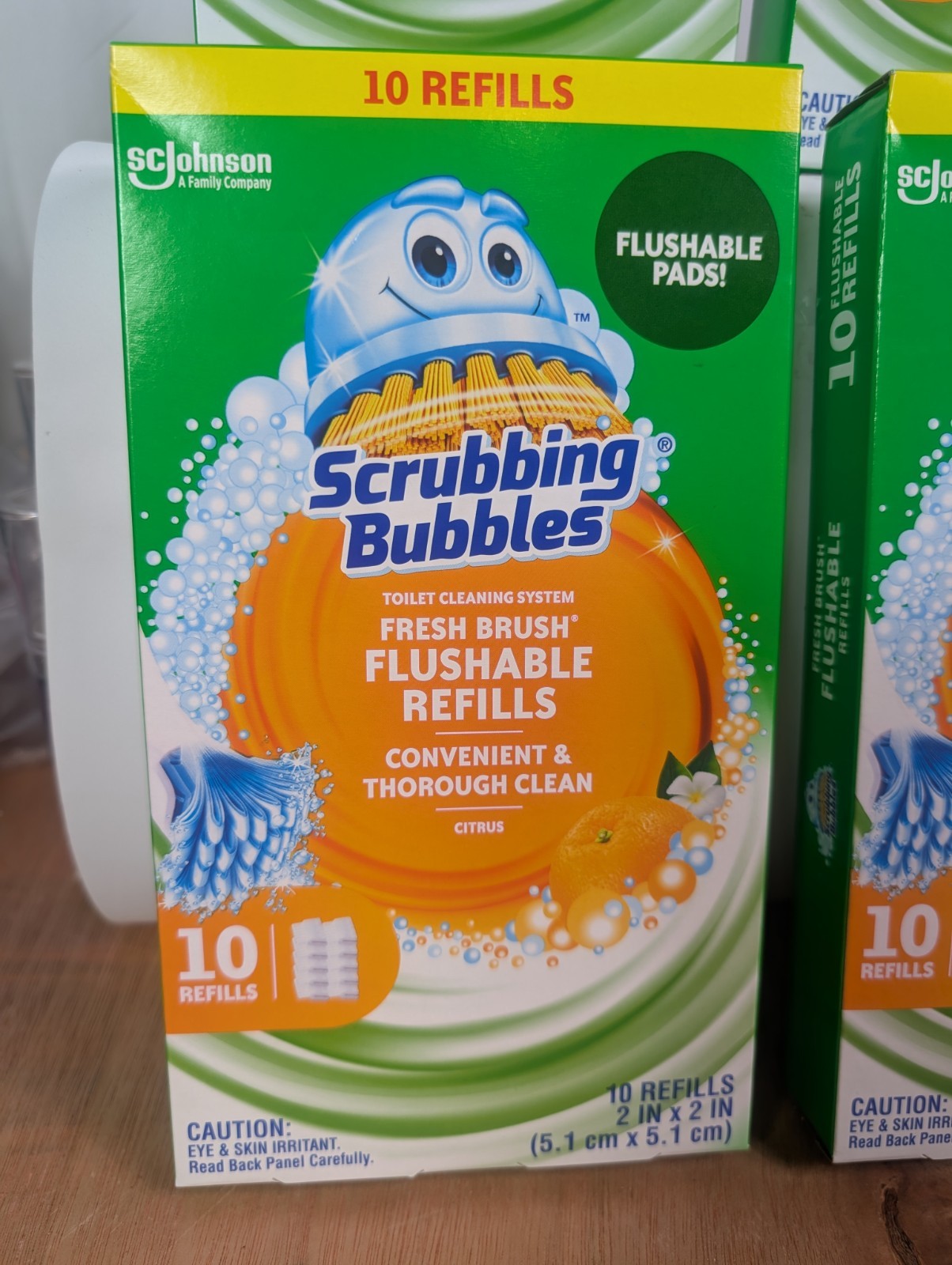 4 Pack Scrubbing Bubbles Flushable Fresh Citrus Scent 10 Refills Each Box 40 Pad