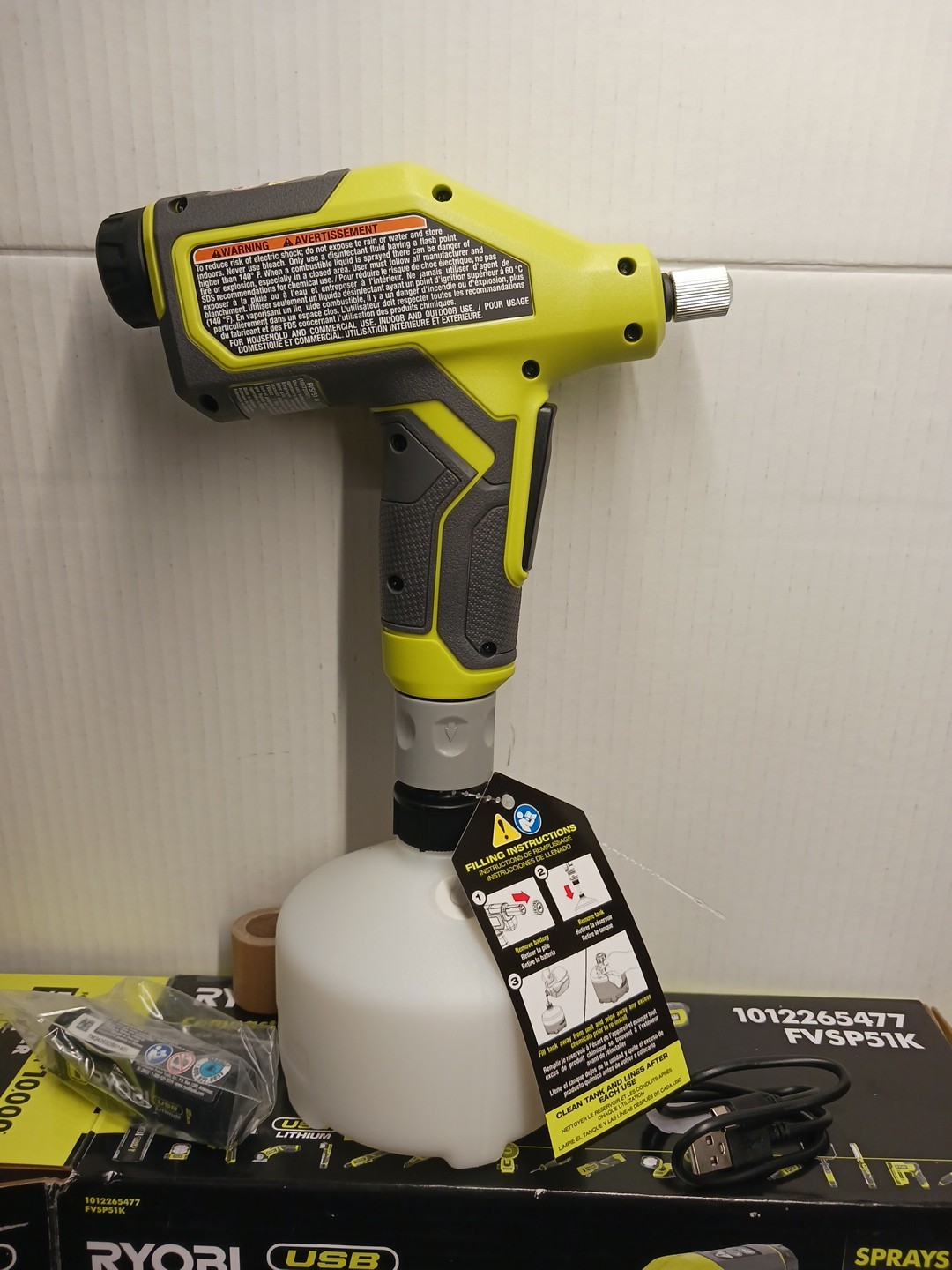 USB Lithium Cordless Compact Sprayer with 2.0 Ah Battery and Charging Cable