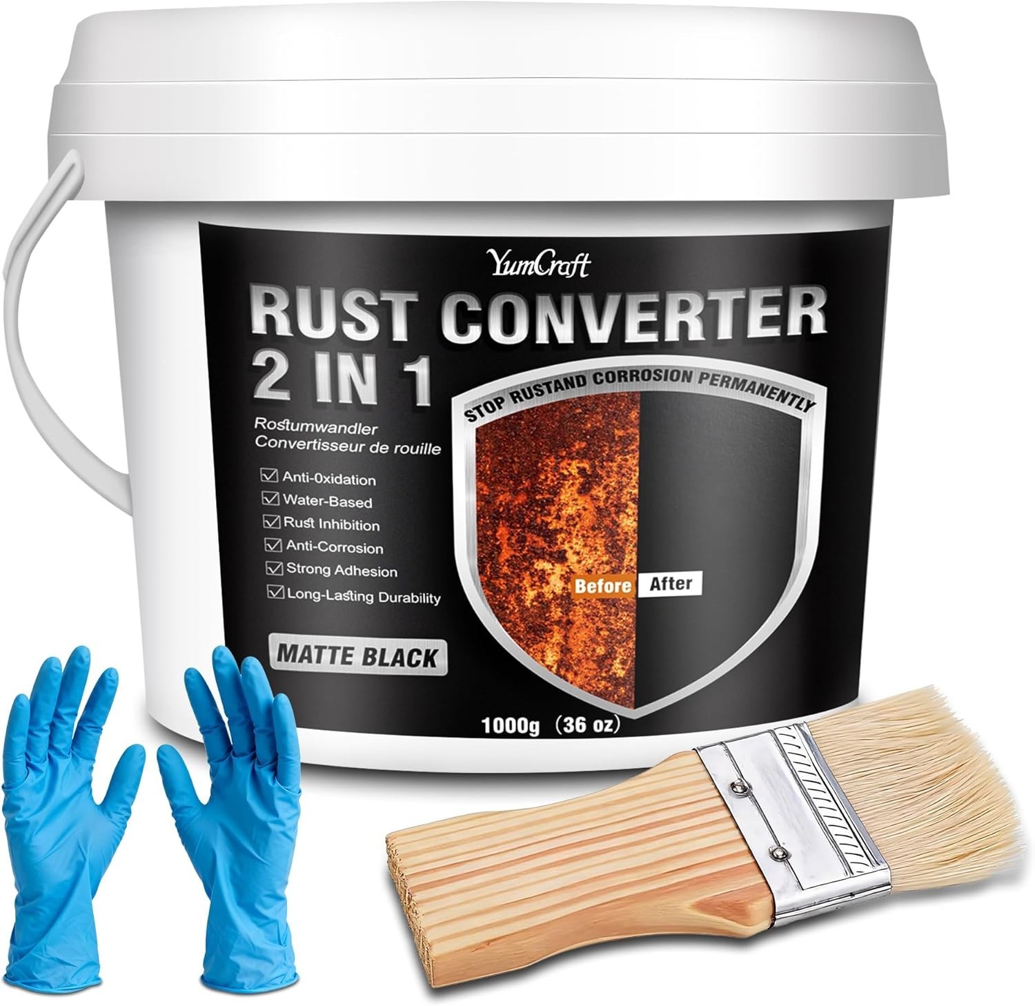 36oz Eco-Friendly 2-in-1 Rust Converter Paint & Metal Primer for Steel Surfaces