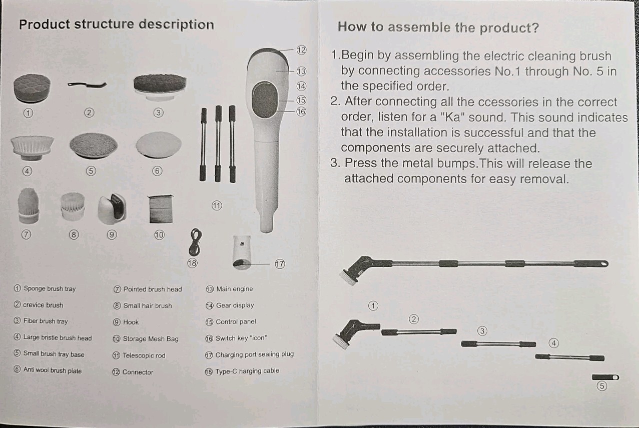 12-in-1 Electric Cleaning Brush Telescopic, Bathroom Cleaning Brush Rechargeable